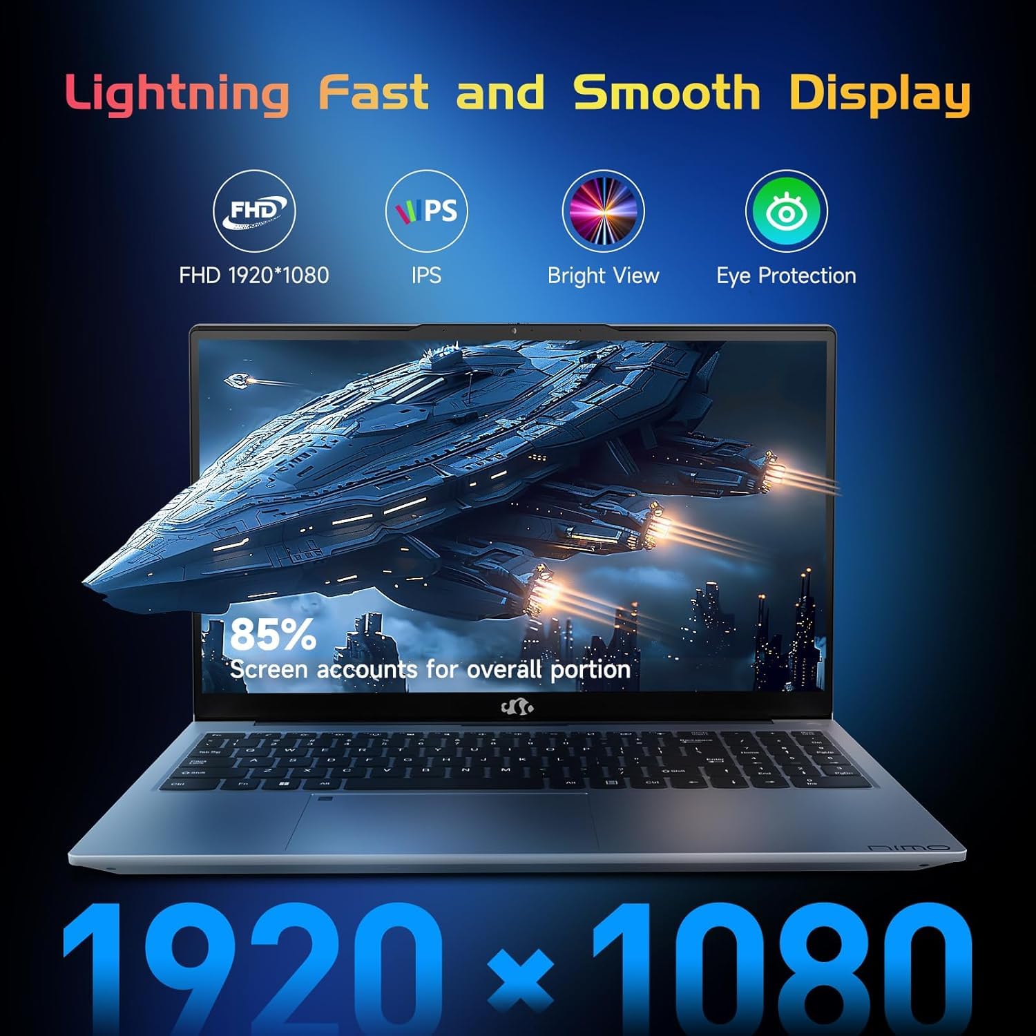 Nimo 15.6 Fhd Student Laptop, Intel Pentium Quad Core N100(Beat To I3 1115G4, Up To 3.4Ghz), 8Gb Ram, 256Gb Ssd, 2 Years Warrant