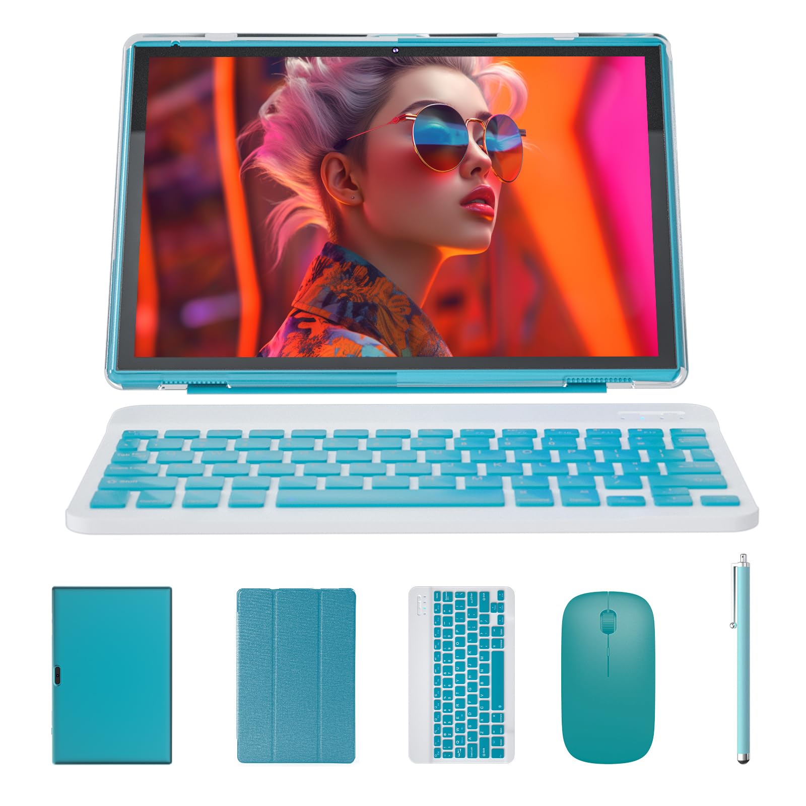 Zzb 2 In 1 Tablet With Keyboard Case Mouse Stylus, 10 Inch Tablet Android 12.0 Tablets Pc 4Gb Ram+32Gb Rom 1Tb Expandable Tablet