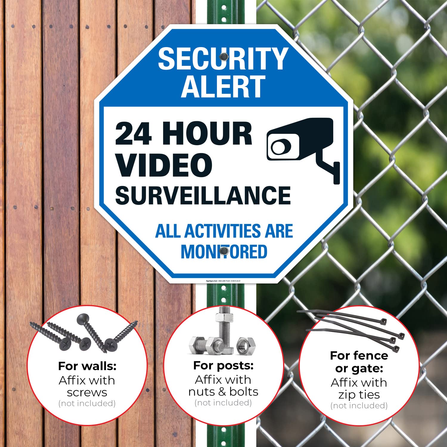 Sigo Signs   Video Surveillance Sign, Cctv Security Alert, 24X24 Inches, Rust Free .040 Aluminum, Fade Resistant, Easy Mounting,