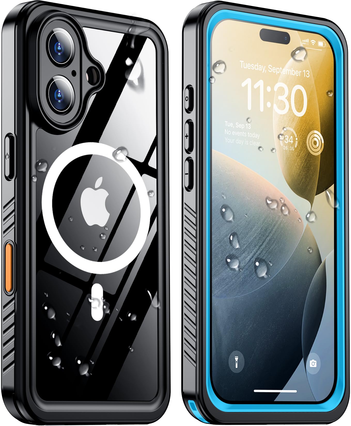 Temdan Magnetic For Iphone 16 Case Waterproof,Built In Screen Protector[Ip68 Underwater][Upgrade Military Dropproof][Compatible