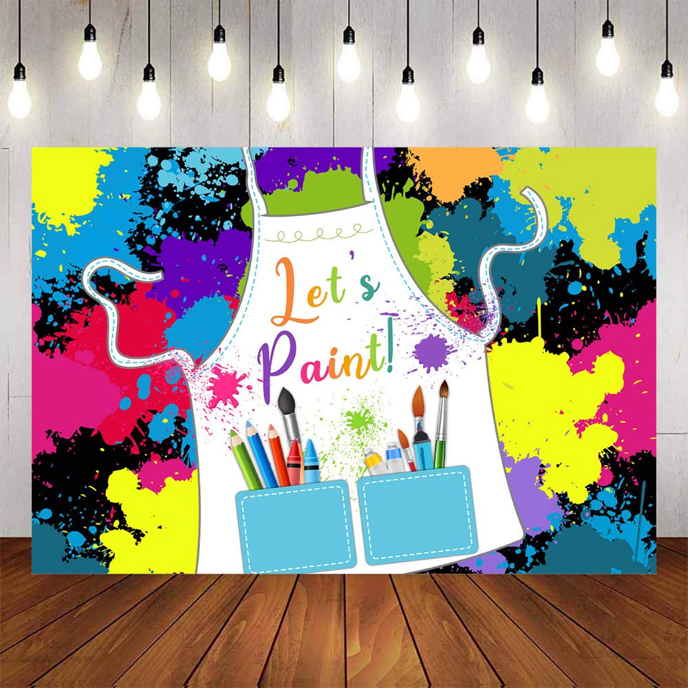 Avezano Lets Paint Birthday Backdrop Artist Birthday Party Decoration Dress for a Mess Background 7x5ft Art Painting Splatter P