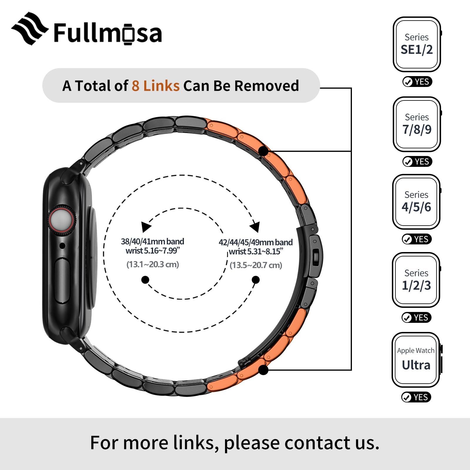 Fullmosa Bands Compatible Apple Watch 46Mm 45Mm 44Mm 42Mm 49Mm 41Mm 40Mm 38Mm, Stainless Steel Iwatch Band With Case For Apple W