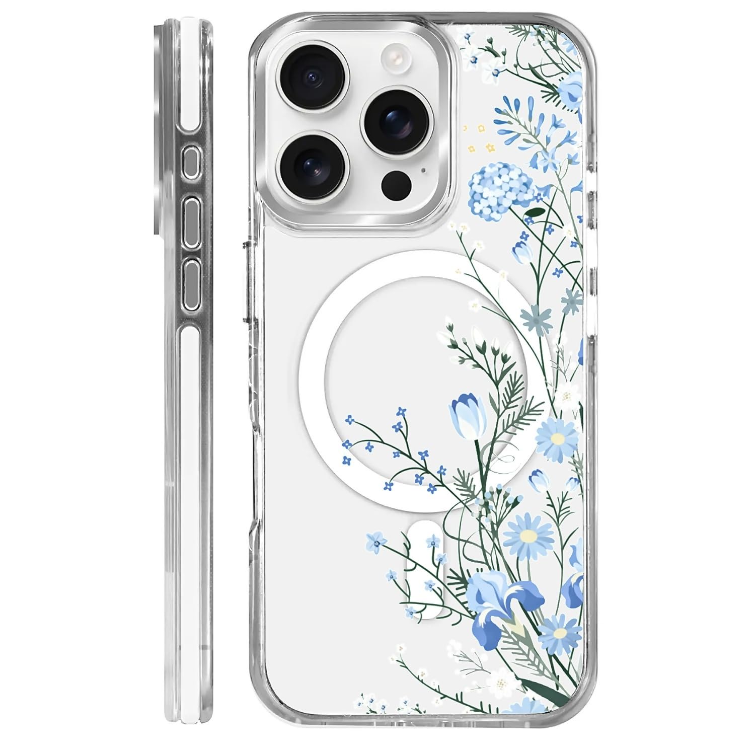 casesok for iPhone 16 Pro Case Compatible with Magsafe,Clear Aesthetic Design Cute for Girls Women,Anti-Drop Protective Hard Pho
