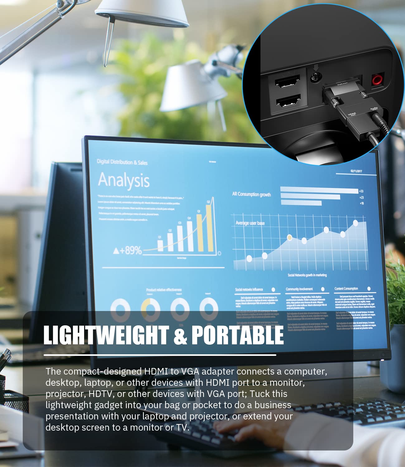 Berlat Hdmi To Vga Adapter Converter, Audio Output Computer Set Top Box Connector Dongle For Laptop, Pc, Monitor, Projector, Hdtv, Chromebook, Roku, Xbox  3.5Mm Stereo Cable Included