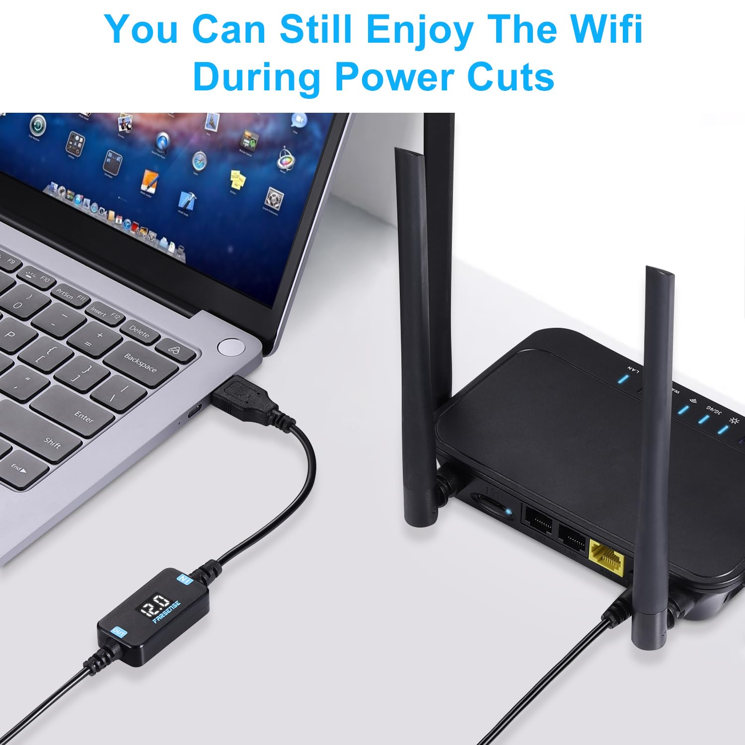 Farsense Usb Dc 5V To 12V Step Up Power Cable(3Ft),Usb To Dc 12V Adapter With Dc Jack 5.5 X 2.5Mm(Compatible With 5.5 X 2.1) And