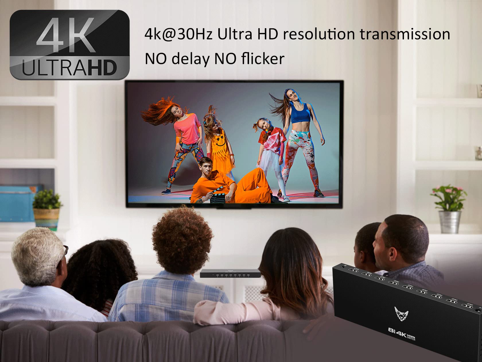 Diamondtiger Hdmi Switch 8 In 1 Out, 4K 30Hz Support, 8 Port Hdmi Switcher, Remote Control, For Ps5/4, Xbox, Fire Stick, Roku, P