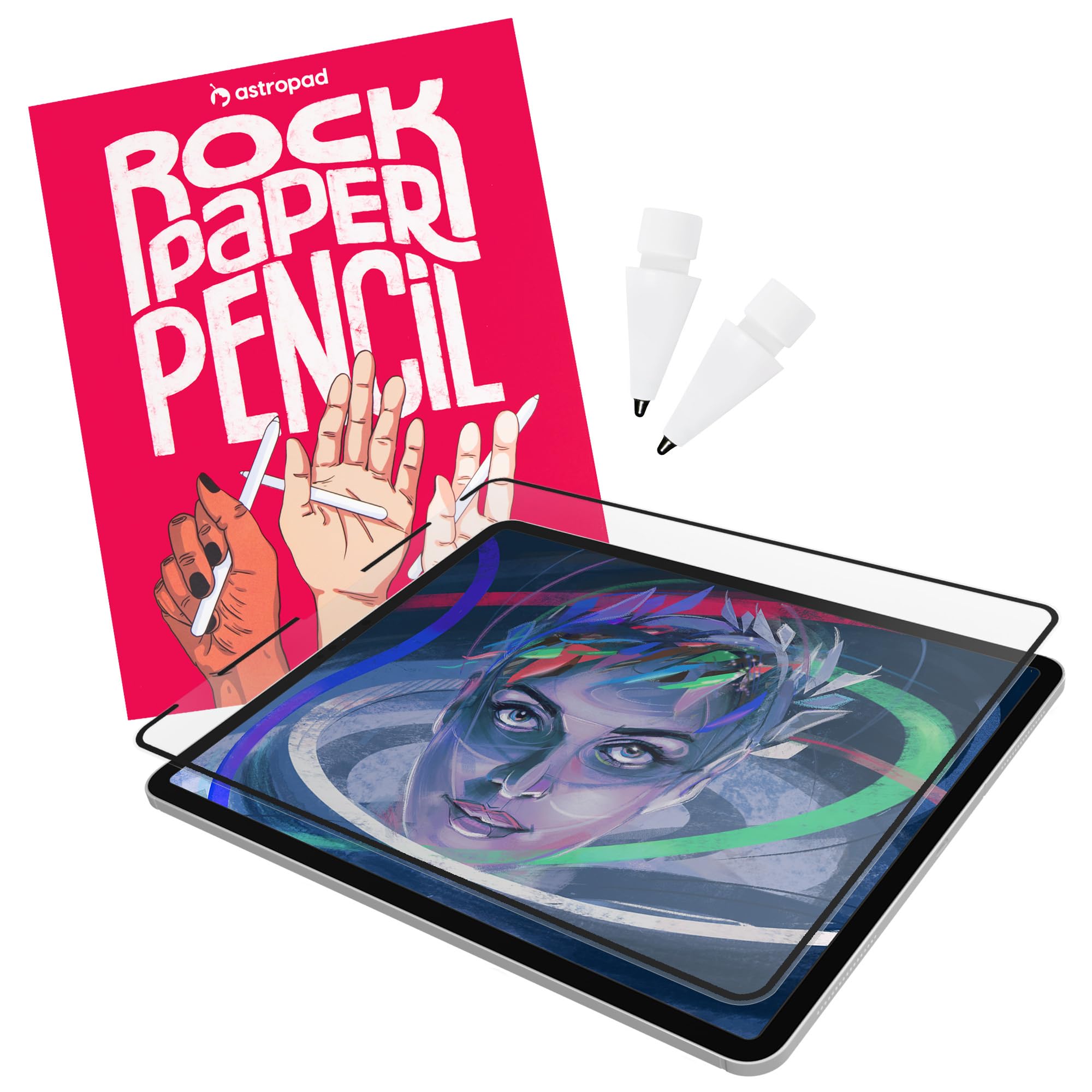 Astropad Rock Paper Pencil 2   Paper Screen Protector For Ipad 10.2 (7Th, 8Th, 9Th Gen) + Point Apple Pencil Tips 2 Pack   Compa