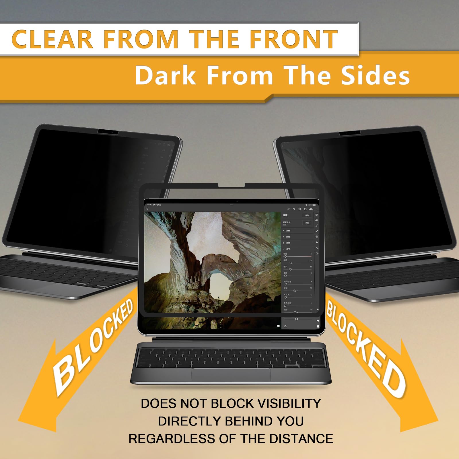 Zoegaa Ipad Pro 13 Inch Privacy Screen (2024 M4 Chip), Removable & Reusable Ipad Pro 13 Inch Screen Protector, Anti Spy Privacy