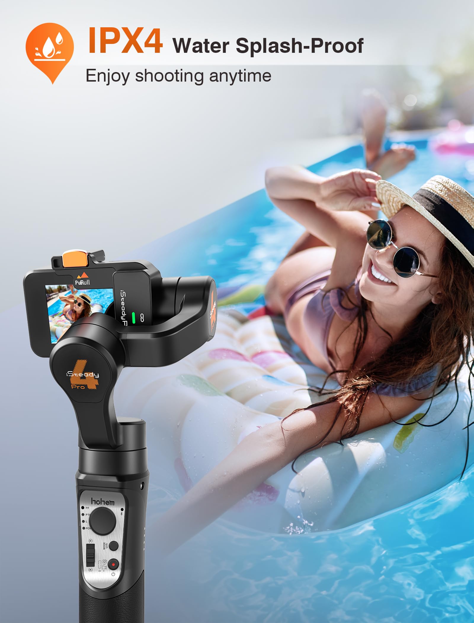 3 Axis Gimbal Stabilizer For Gopro Hero 13/12/11/10/9, Handheld Stabilizer For Gopro For Video Recording, Ipx4 Waterproof, Bluetooth Control, Compatible With Osmo Camera, Insta360, Hohem Isteady Pro4