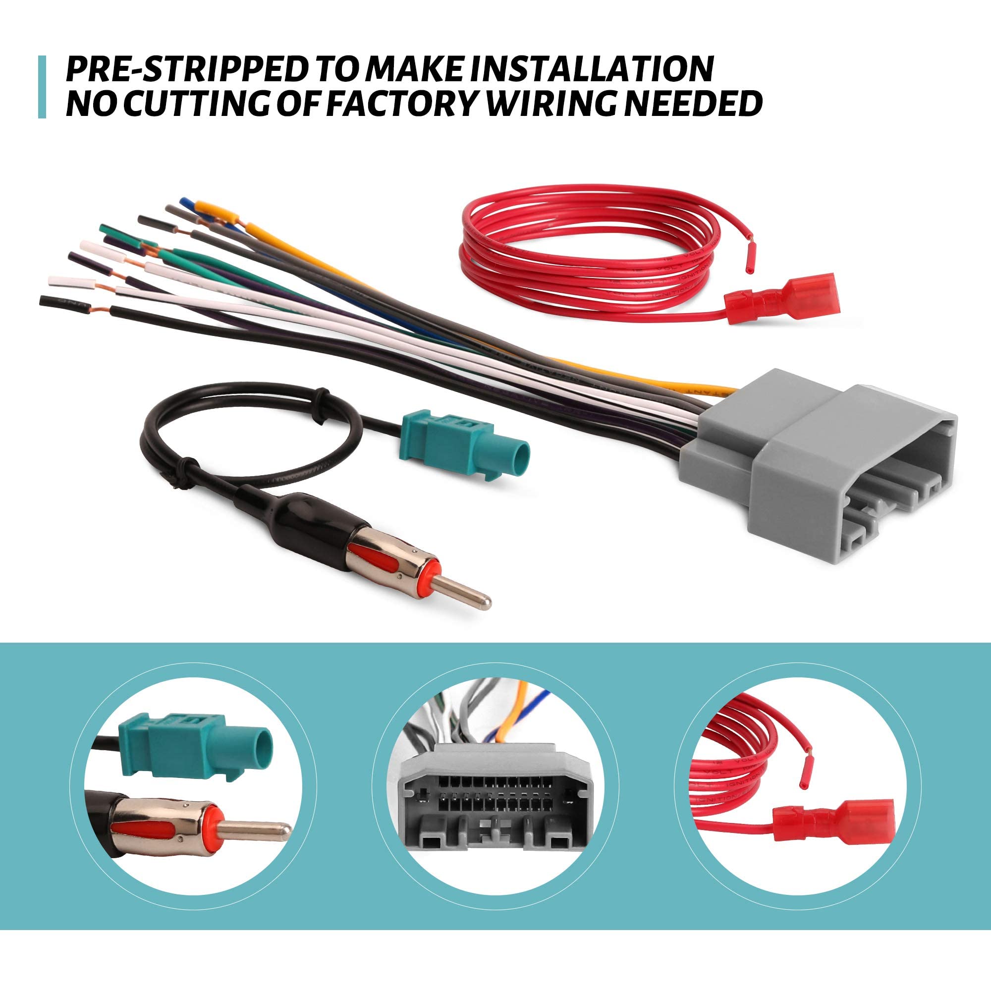 G Car Stereo Radio Wiring Harness Antenna Adapter Compatible With Some Jeep Dodge Chrysler