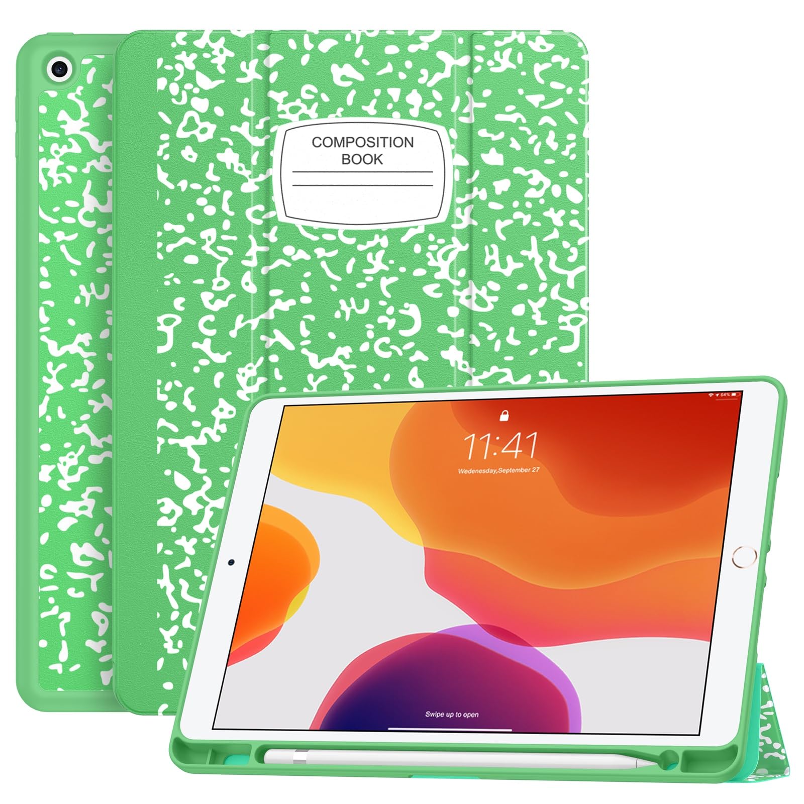Soke Case For Ipad 9Th Generation 2021/8Th Gen 2020/7Th Gen 2019 With Pencil Holder   Premium Shockproof Case With Soft Tpu Back Cover & Auto Sleep/Wake For Ipad 10.2 Inch, Book Green