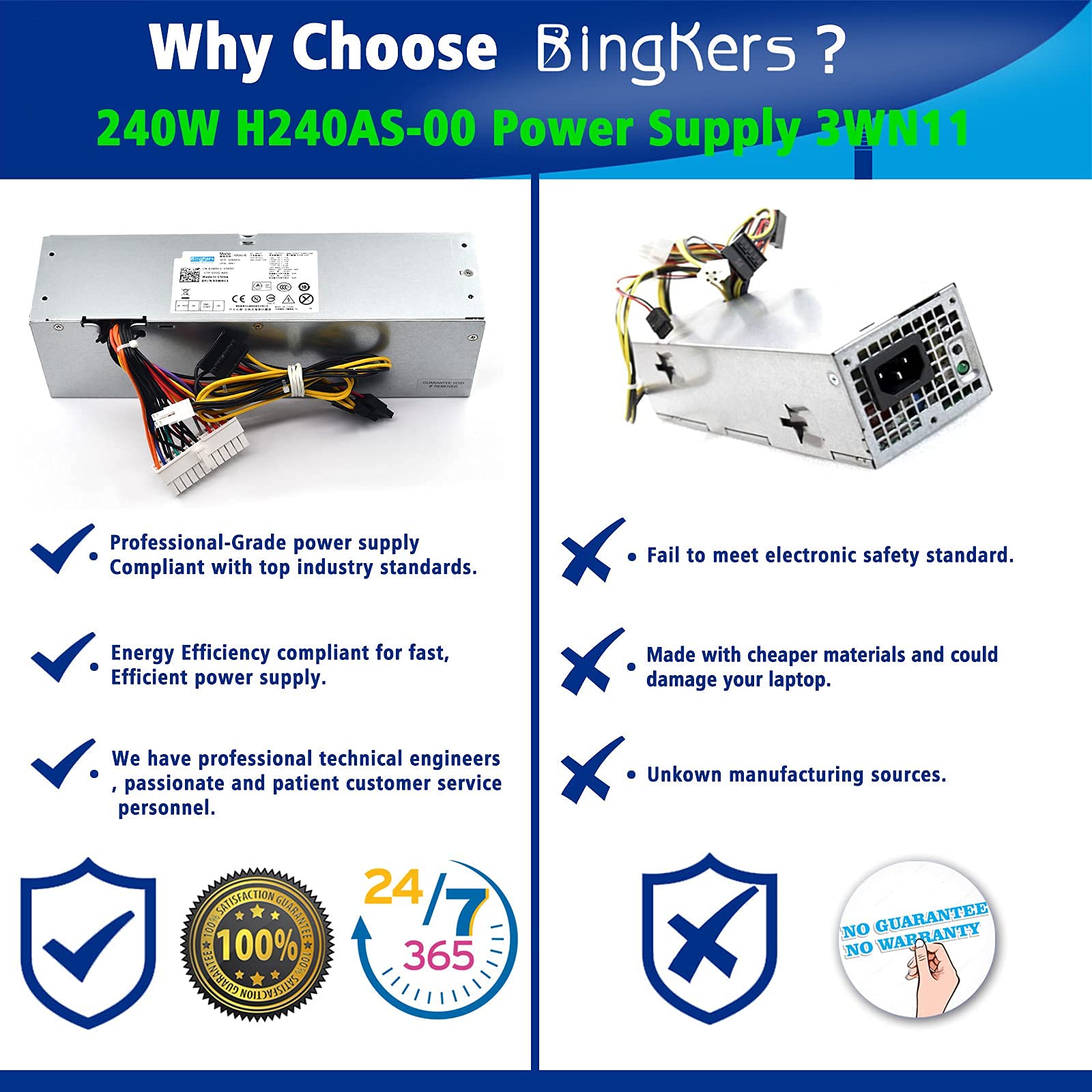 Bingkers 240W H240As 00 Power Supply Fit For Dell Optiplex 390 790 960 990 3010 7010 9010 Small Form Factor Sff System Desktop C