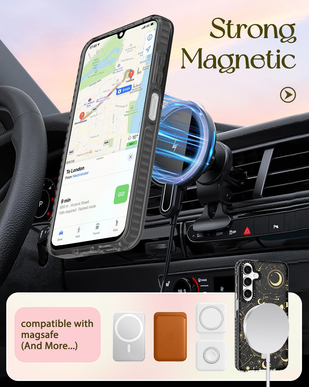 Lotadilo Cute Case For Samsung Galaxy A16 For Women Girls - Funny Sun Moon Design Compatible With Magsafe Magnetic Ring Holder K