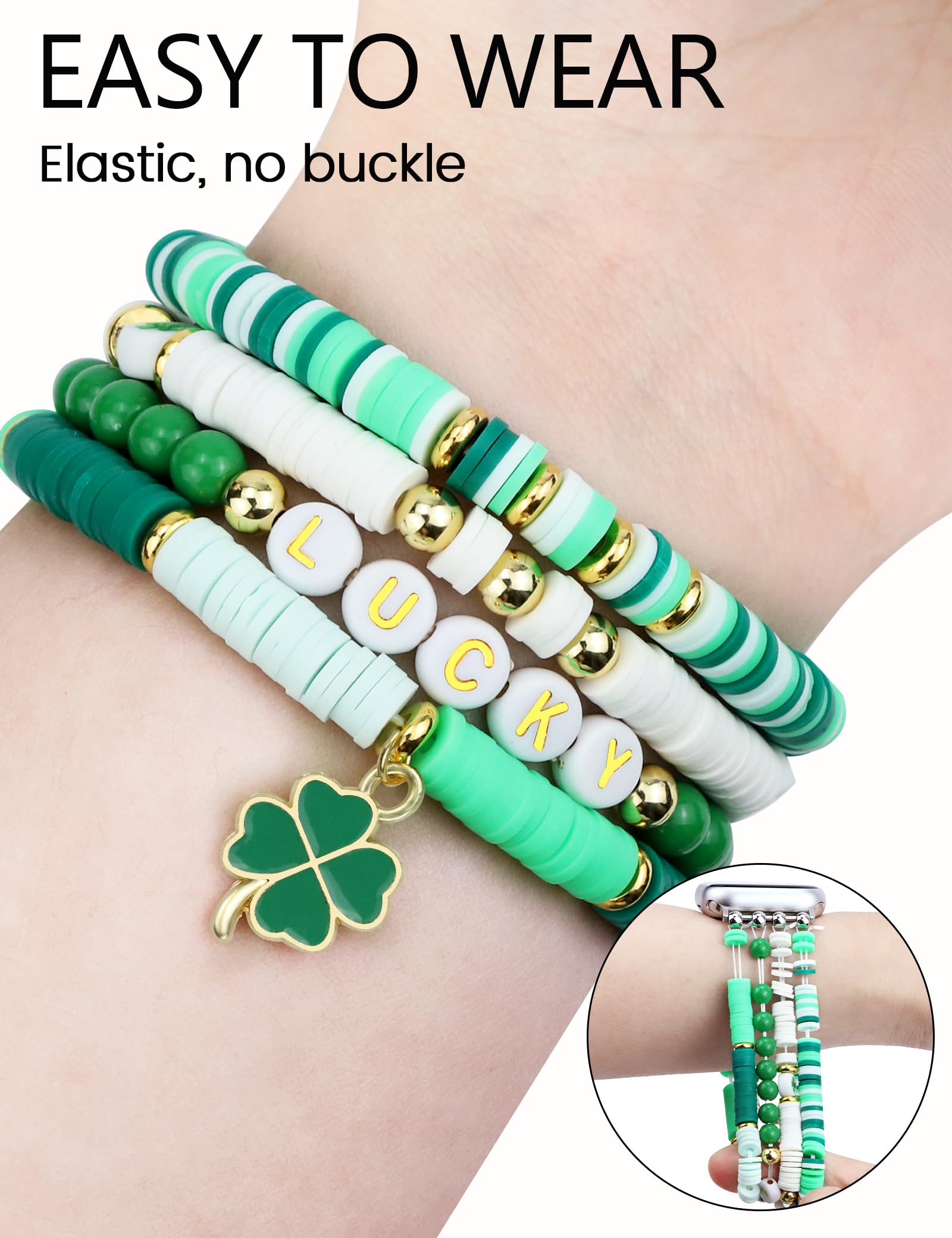 Jr.Dm Beaded Bracelet Compatible With Apple Watch 42Mm 44Mm 45Mm 46Mm For Women, Stretchy Handmade Watch Strap Replacement With