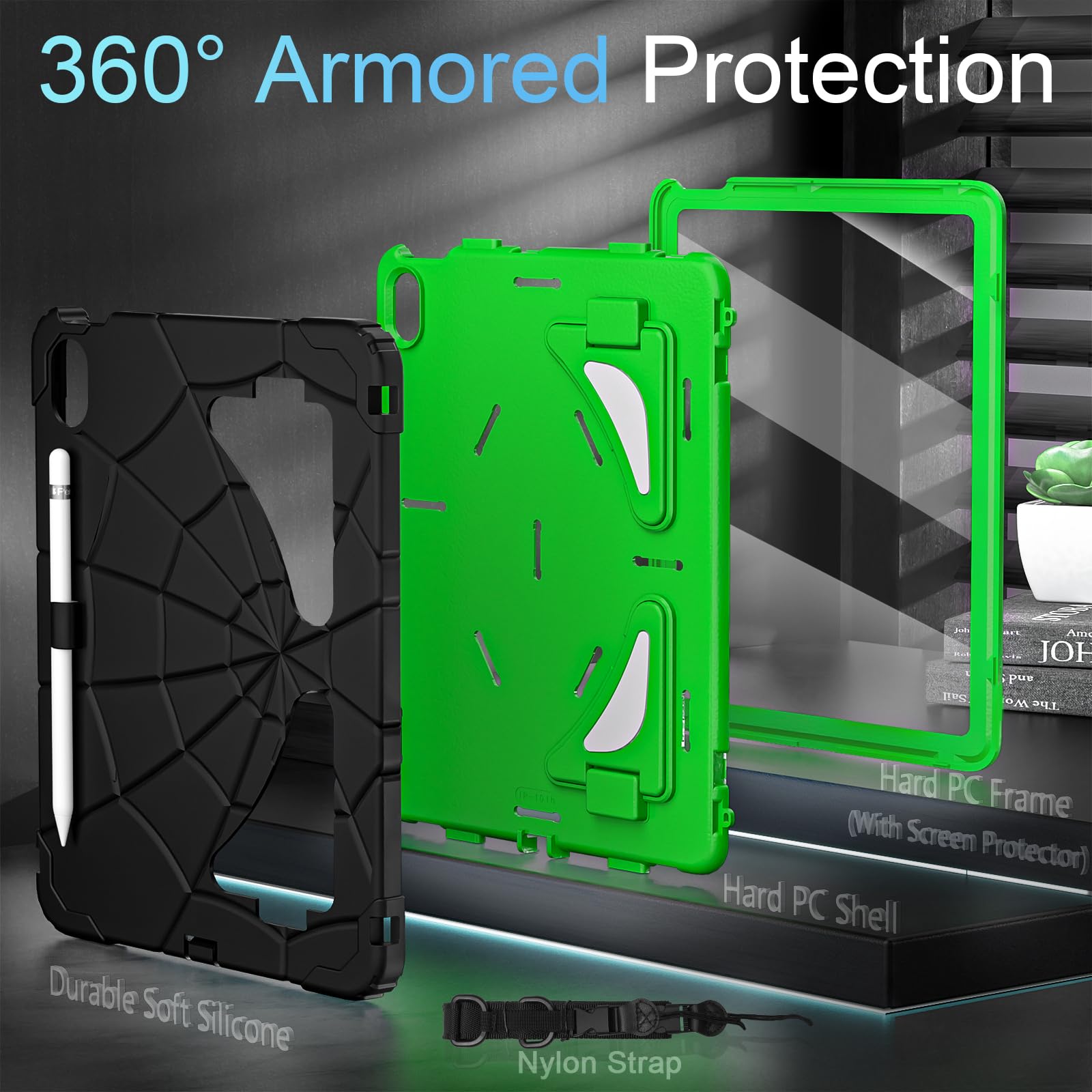 Auizotl Case For Ipad 10Th Generation 10.9 Inch,Kids Friendly Ipad 10.9 Case With Screen Protector Shoulder Strap Pencil Holder,