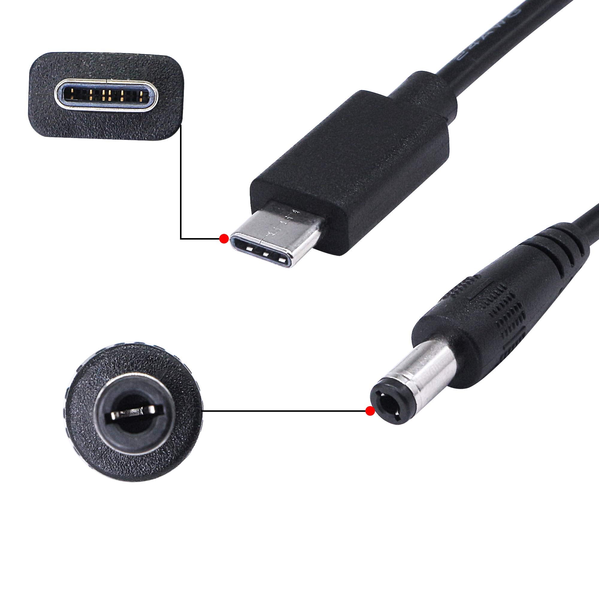 Sinloon Usb 3.1Type-C Male To Dc5.5 X 2.5Mm Male Female Power Plug Extension Charge Cable For Tablet (Usb-C To Dc M F 1Pair)