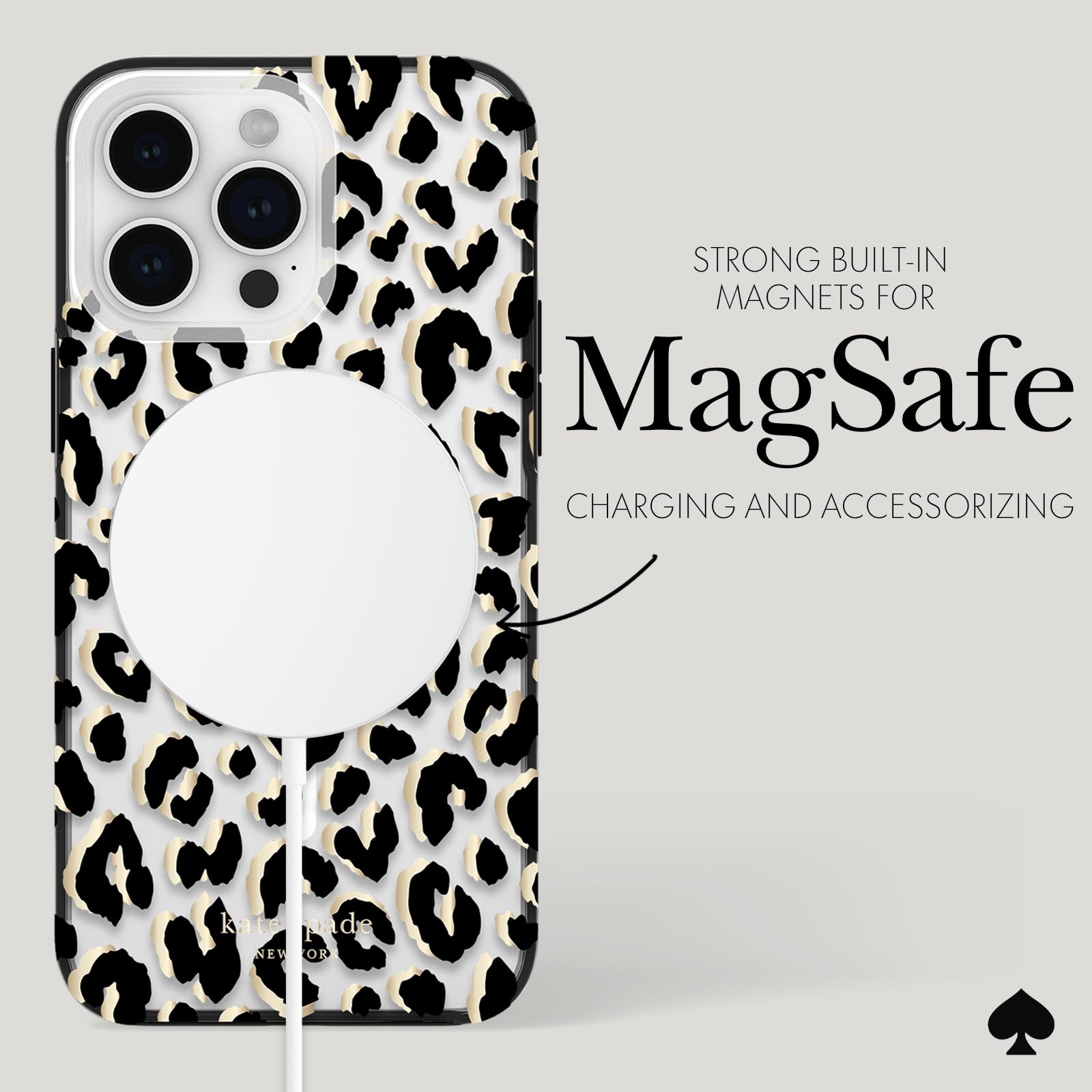 Kate Spade New York Iphone 15 Pro Max Case, Compatible With Magsafe   City Leopard Black