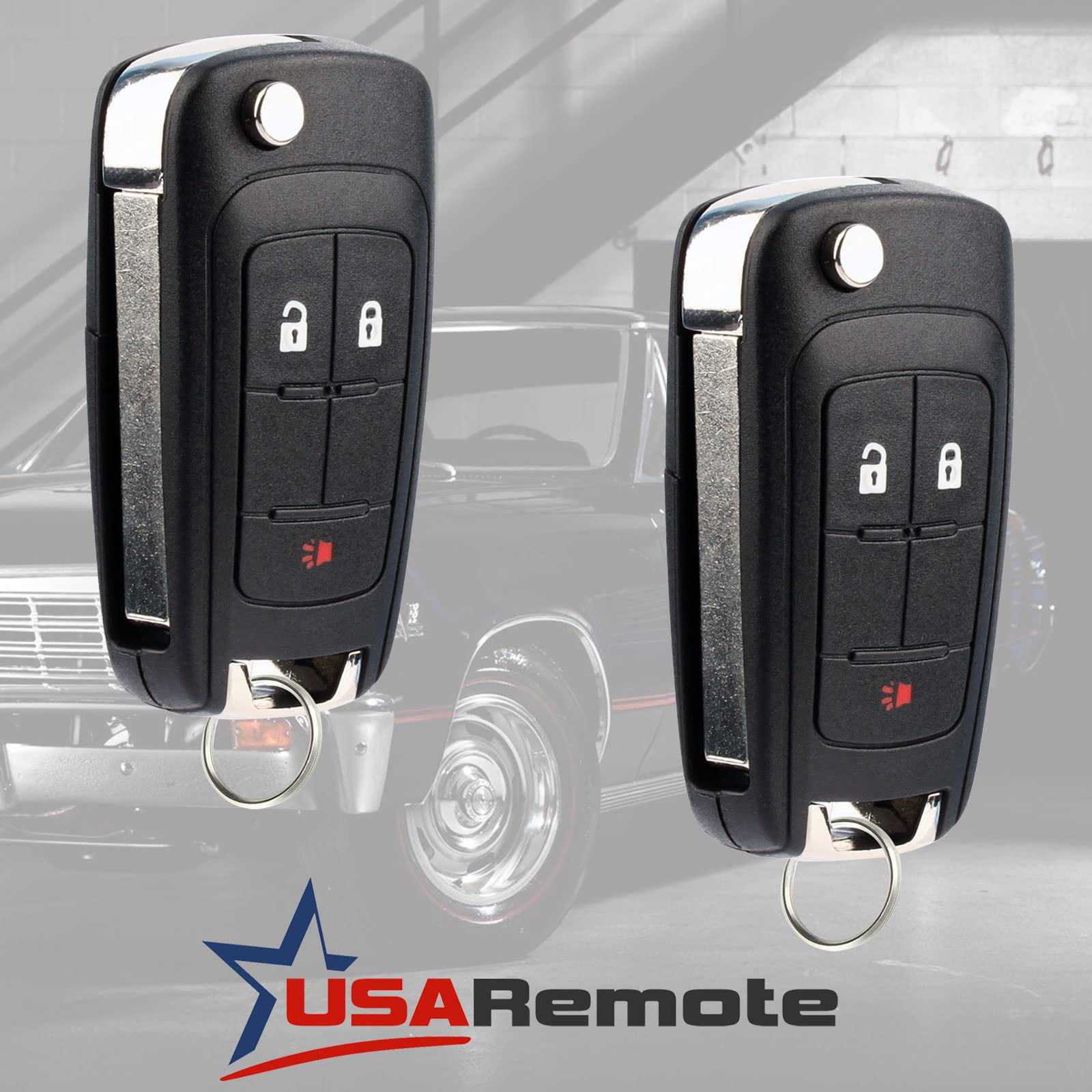 Car Key Fob Keyless Entry Remote Flip Fits 2010 2017 Chevy Equinox, Sonic, Terrain (Oht01060512 3 Btn), Set Of 2