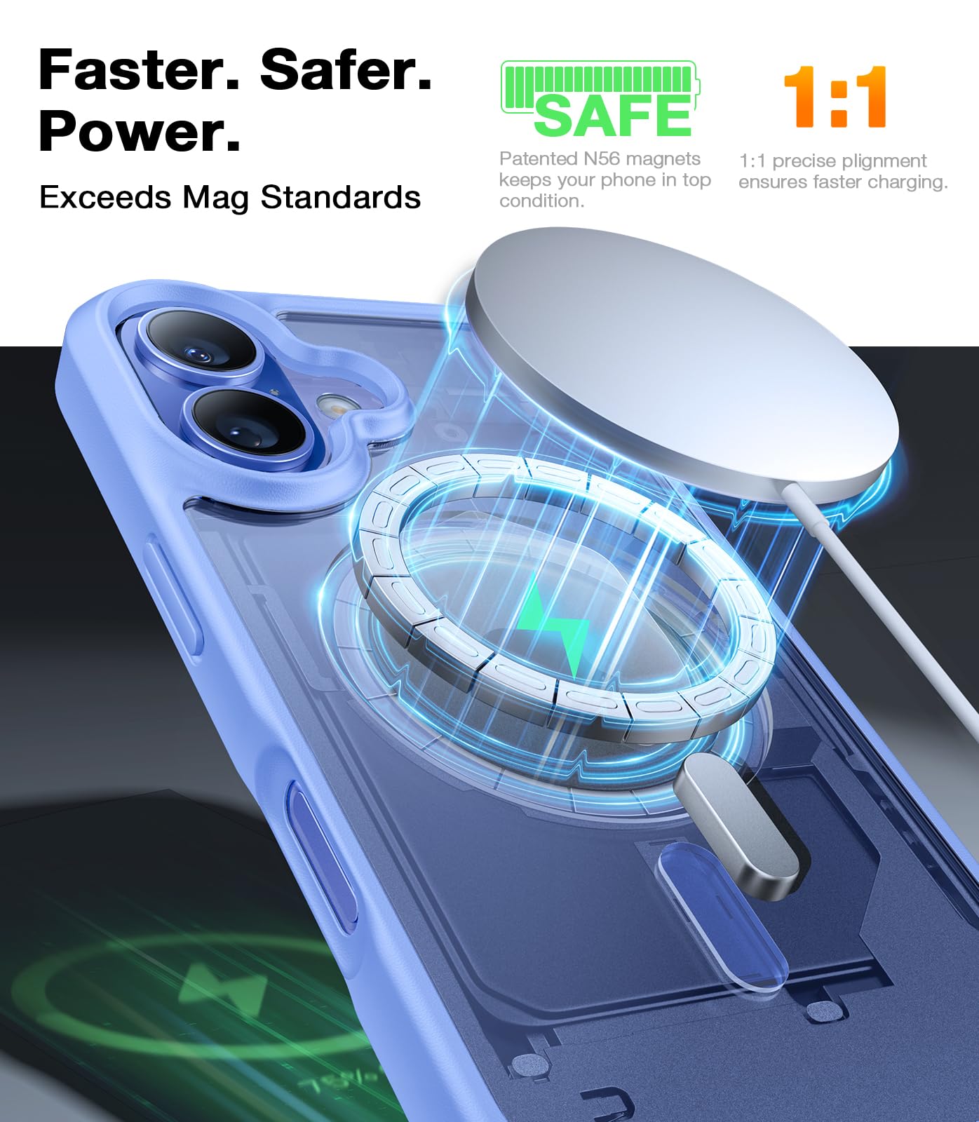 Torras Magnetic Shockproof Compatible With Iphone 16 Case, Fit For Magsafe, 4X Military Grade Drop Protection Anti Scratch Prote