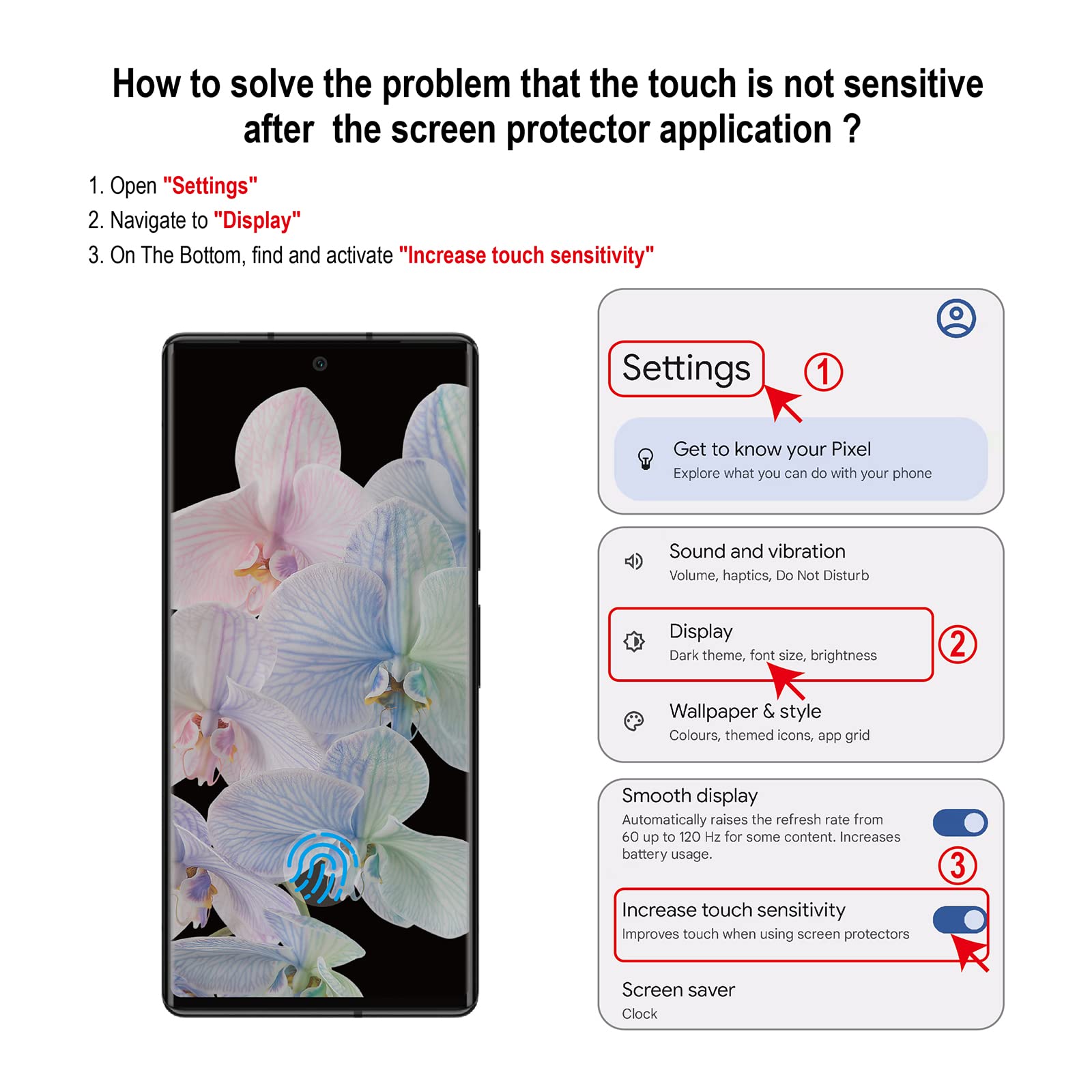 [Fingerprint Compatible] 2 Pack 3D Tempered Glass For Google Pixel 6 Pro Screen Protector + 2 Pack Camera Lens Protector, [Fingerprint Unlock][Anti Scratch][Work With Case]