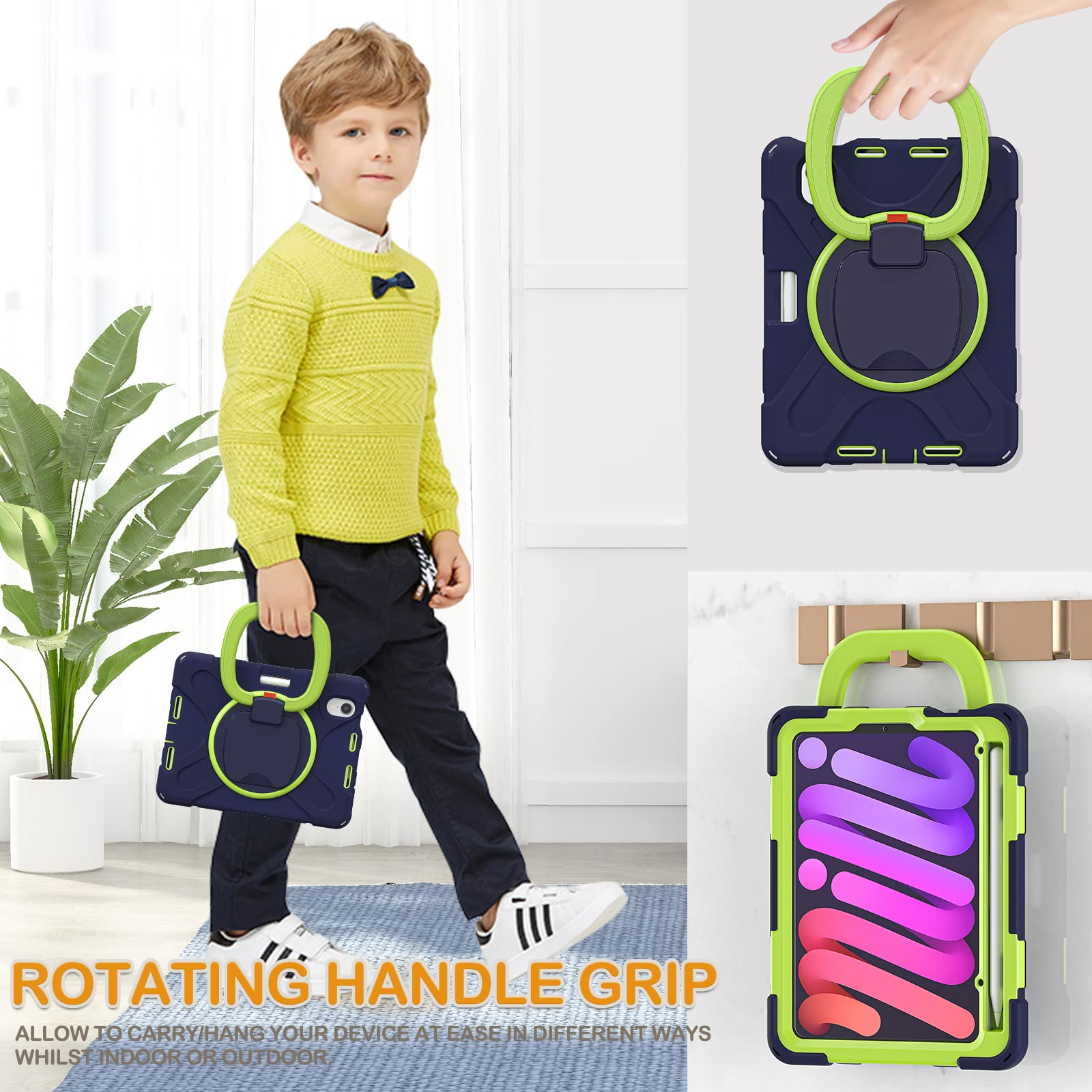 Braecn Protective Rugged Kids Case For New Ipad Mini 6Th Generation 2021 (A2567/A2568/A2569) 8.3 Inch W/Screen Protector, Pencil