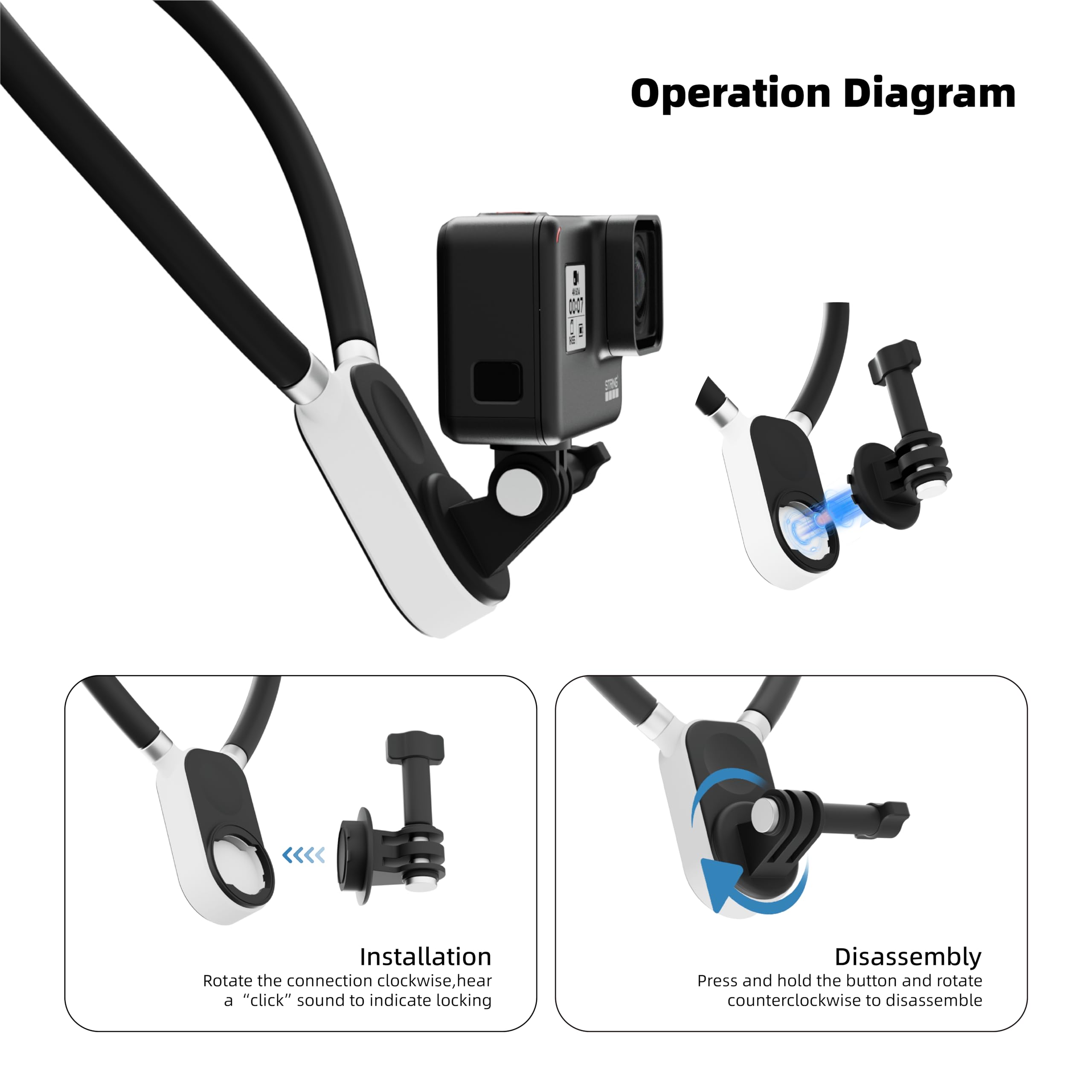 Kalofaye Magnetic Silicone Neck Hanging Pov Selfie Mount With Phone Clip Vertical Mount Kit Hands Free Video Vlog Necklace For G