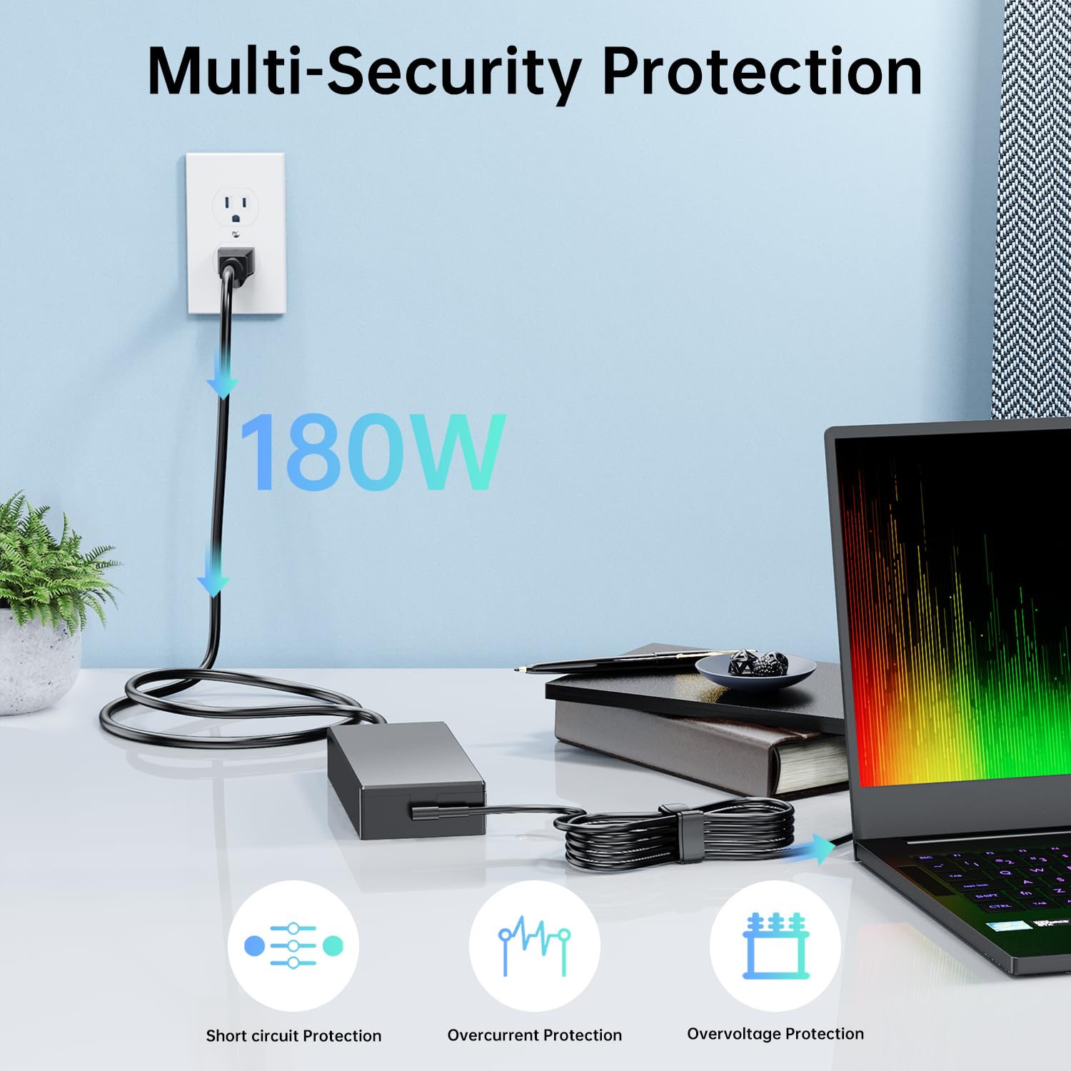 DONGERDI 180W Charger for Asus ROG Zephyrus G14 G15, TUF Gaming F15 F17, AC Adapter 20V 9A, Black