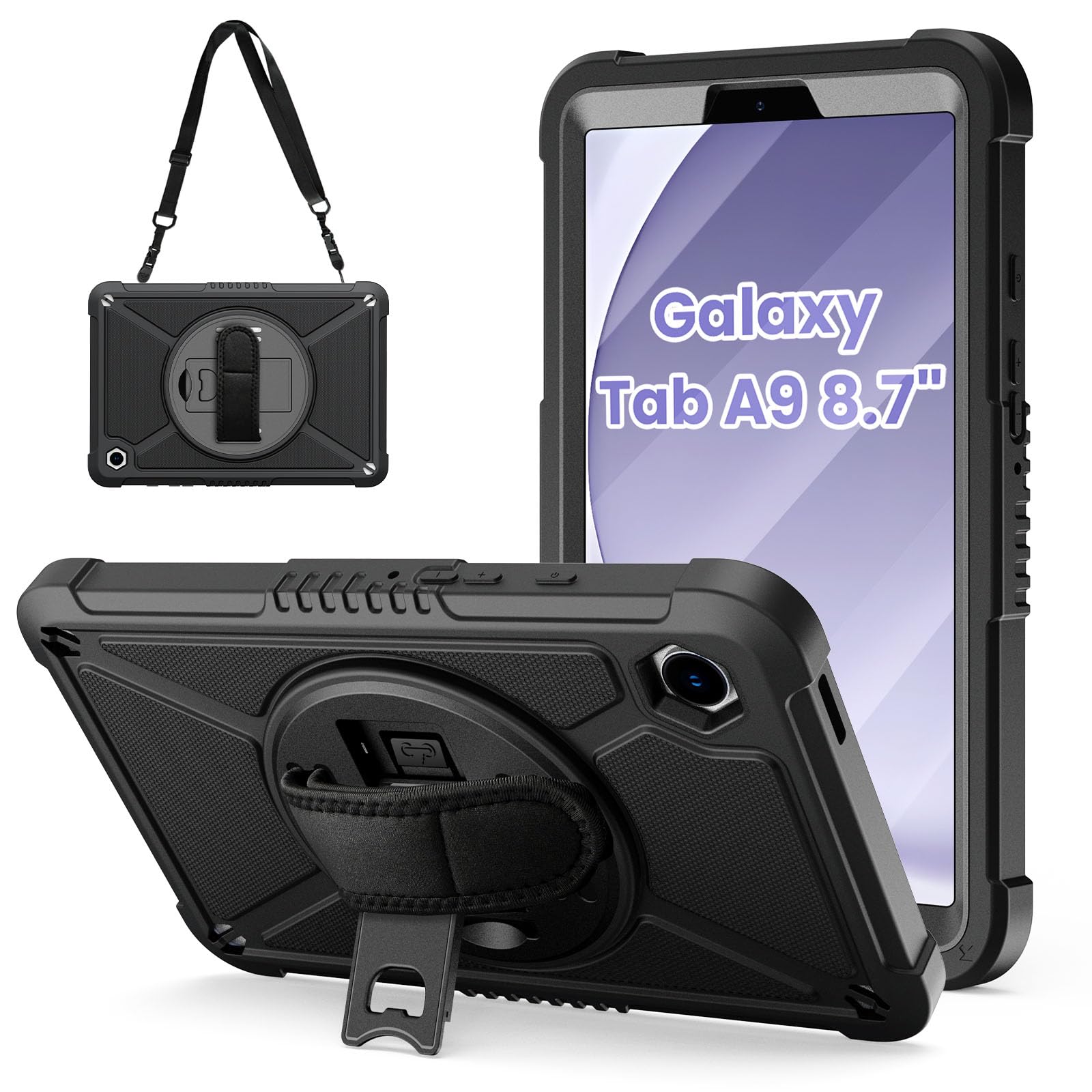 Ztotopcases For Samsung Galaxy Tab A9 Case 8.7 Inch 2023,With 360 Rotating Hand Strap & Shoulder Strap,Heavy Duty Shockproof Pro
