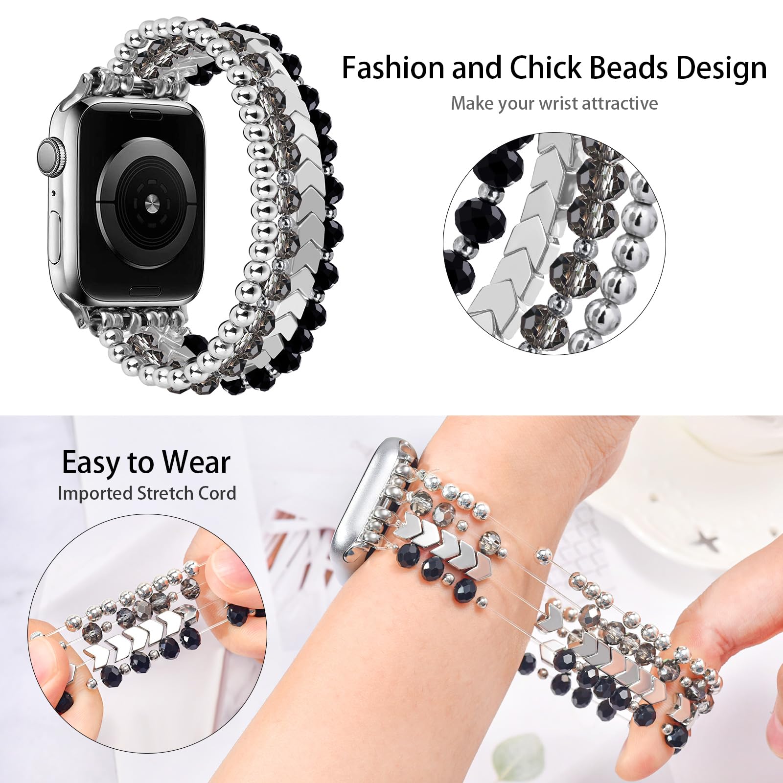 Mofree Beaded Bracelet Compatible With Apple Watch Band 38Mm/40Mm/41Mm/42Mm(Series 10) 9/8/7/Se/6/5/4/3/2/1 Women Fashion Handma