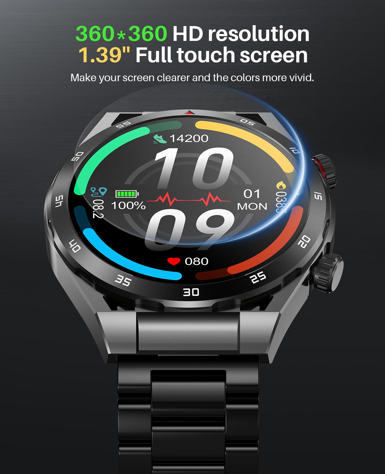 Earlysincere Smart Watches For Men With Blood Pressure, 1.39 Hd Fitness Watch, Smartwatches With Heart Rate Blood Oxygen Sleep M