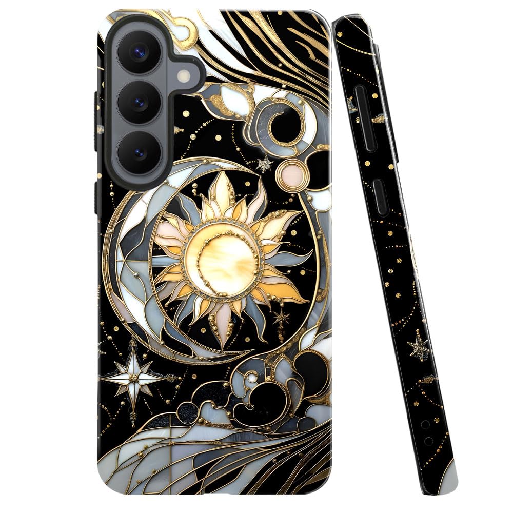 Case for Samsung Galaxy S26 Plus,Celestial Stained Glass Moon Phone Case Military-Grade Drop Protection Cover for Women Girl - G