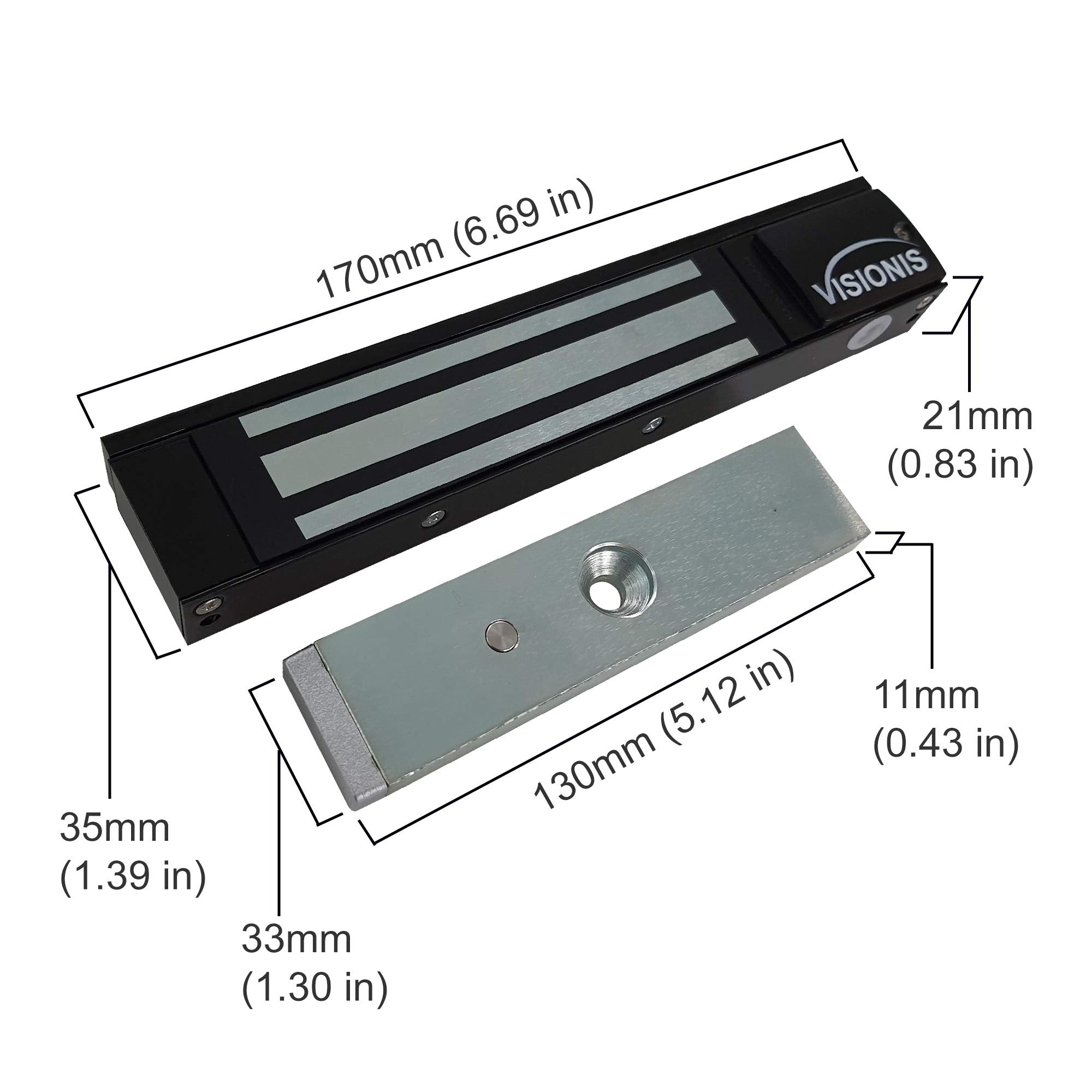 Visionis Vs Visml300Led Bl Indoor 300Lbs Black Electromagnetic Lock With Led Sensor For Door Access Control