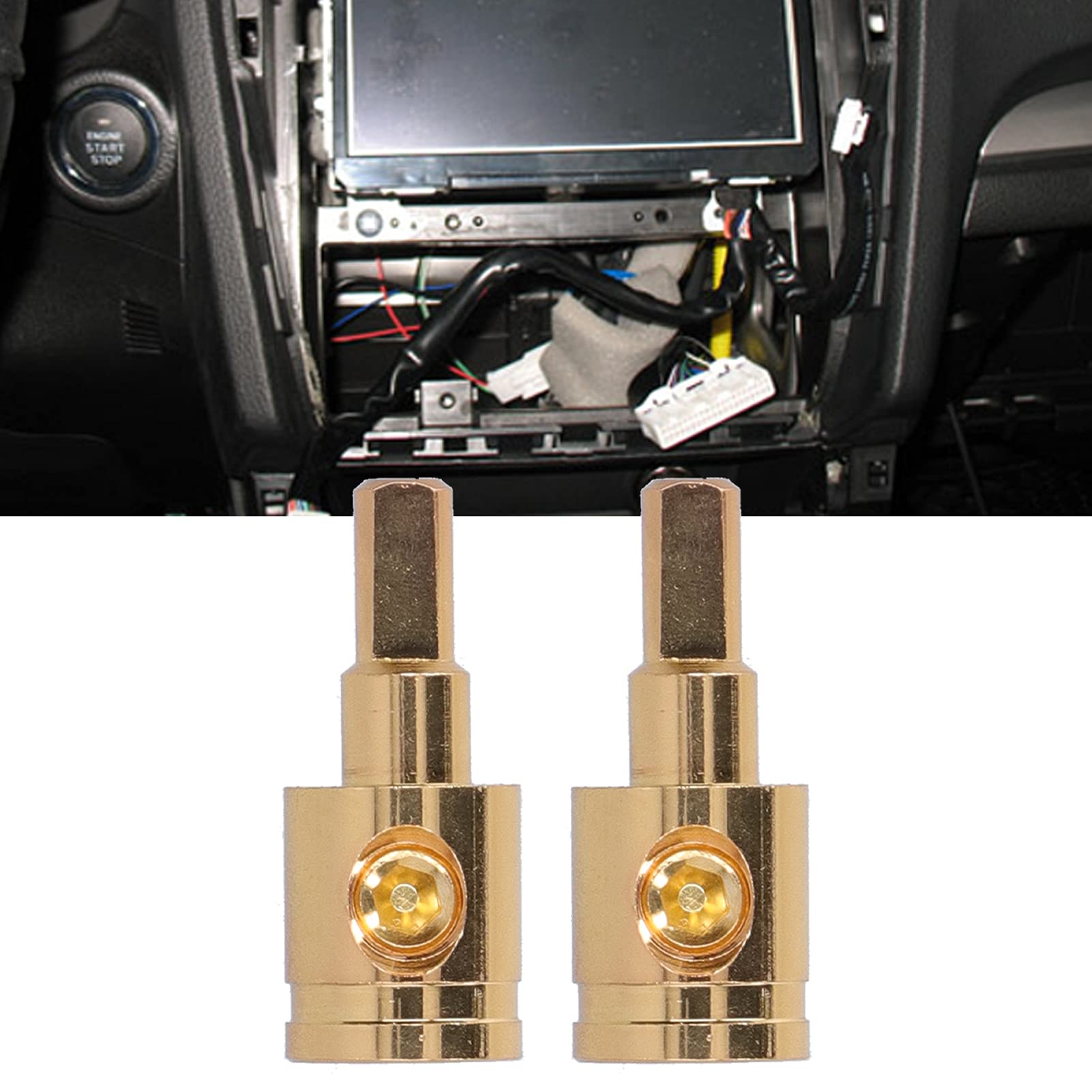 Fydun 2Pcs 0Ga Wire Reducer Terminal Connector 1/0 Gauge To 4 Gauge Wire Reducer Pure Copper Gold Plated For Car Audio Amplifier