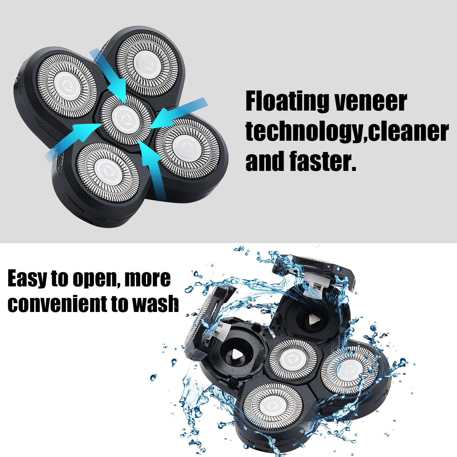 3Pcs Shaver Replacement Blades Compatible With Freedom Bald Men Head Shaver Kit,5 Head Shaver Heads For Bald Men Head And Face E