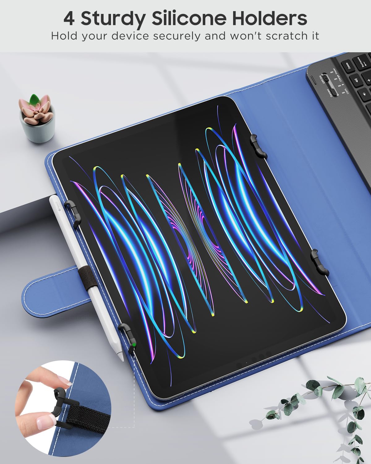 Moko Universal Tablet Case With Keyboard For 9 - 11 Tablets, With Pen Holder & Removable Wireless Bluetooth Keyboard For Samsung