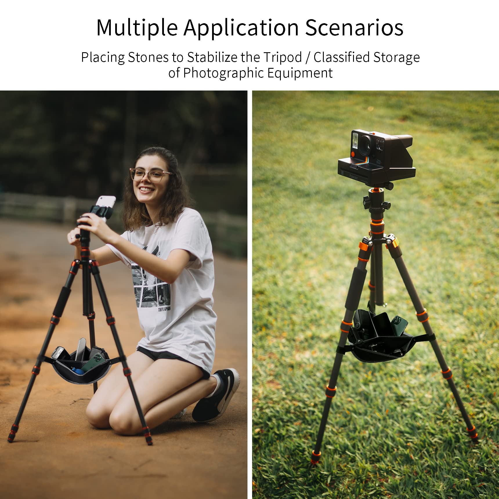 Selens Universal Tripod Weight Stone Bag Portable Outdoor Heavy Duty Sandbag Butler Pouch To Light Stand Legs Grey