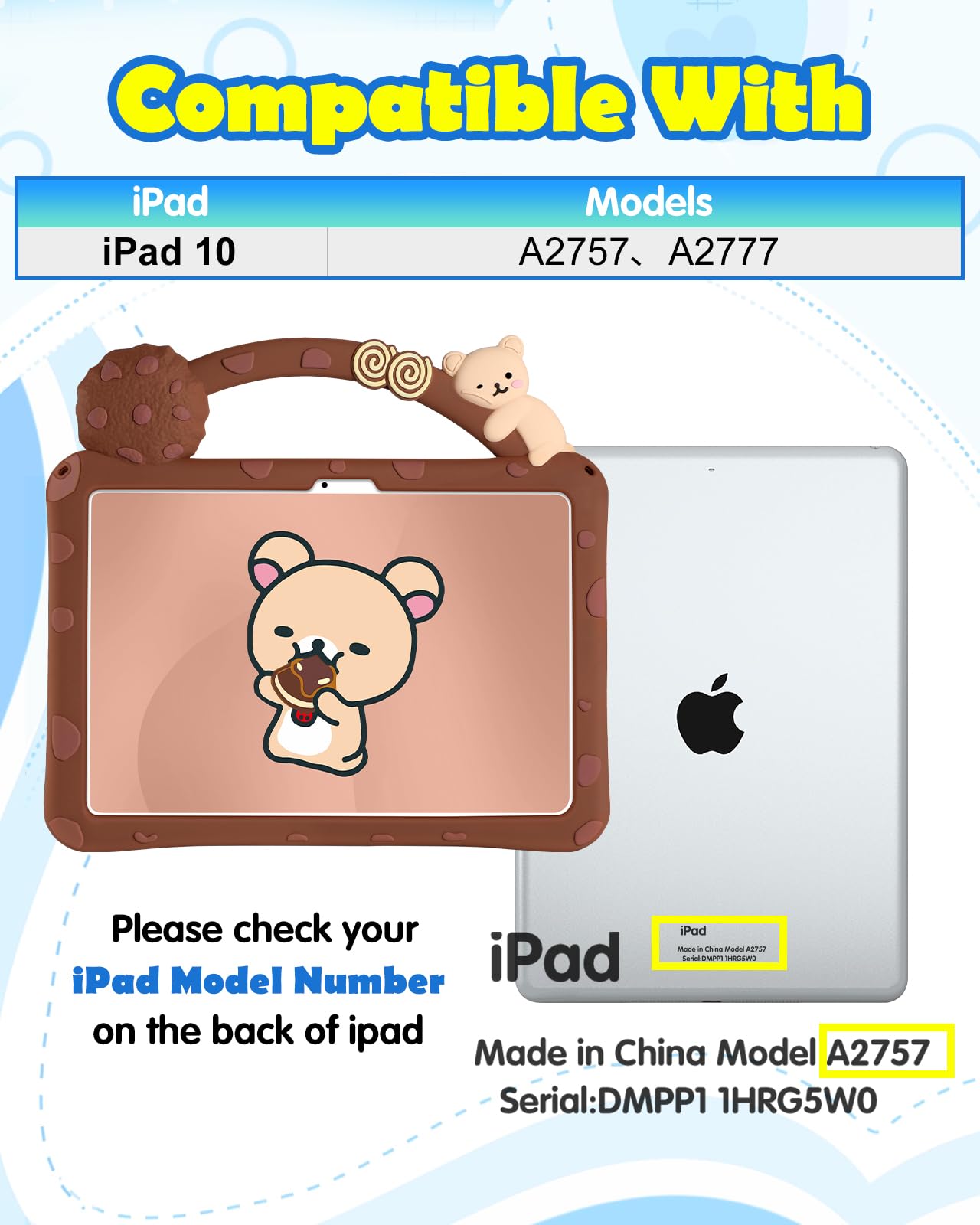 Wazzasoft For Ipad 10Th Generation Case 10.9 Inch Girls Boys Cute Kawaii Cover 3D Cartoon Girly Women Soft Silicone With Rotatin