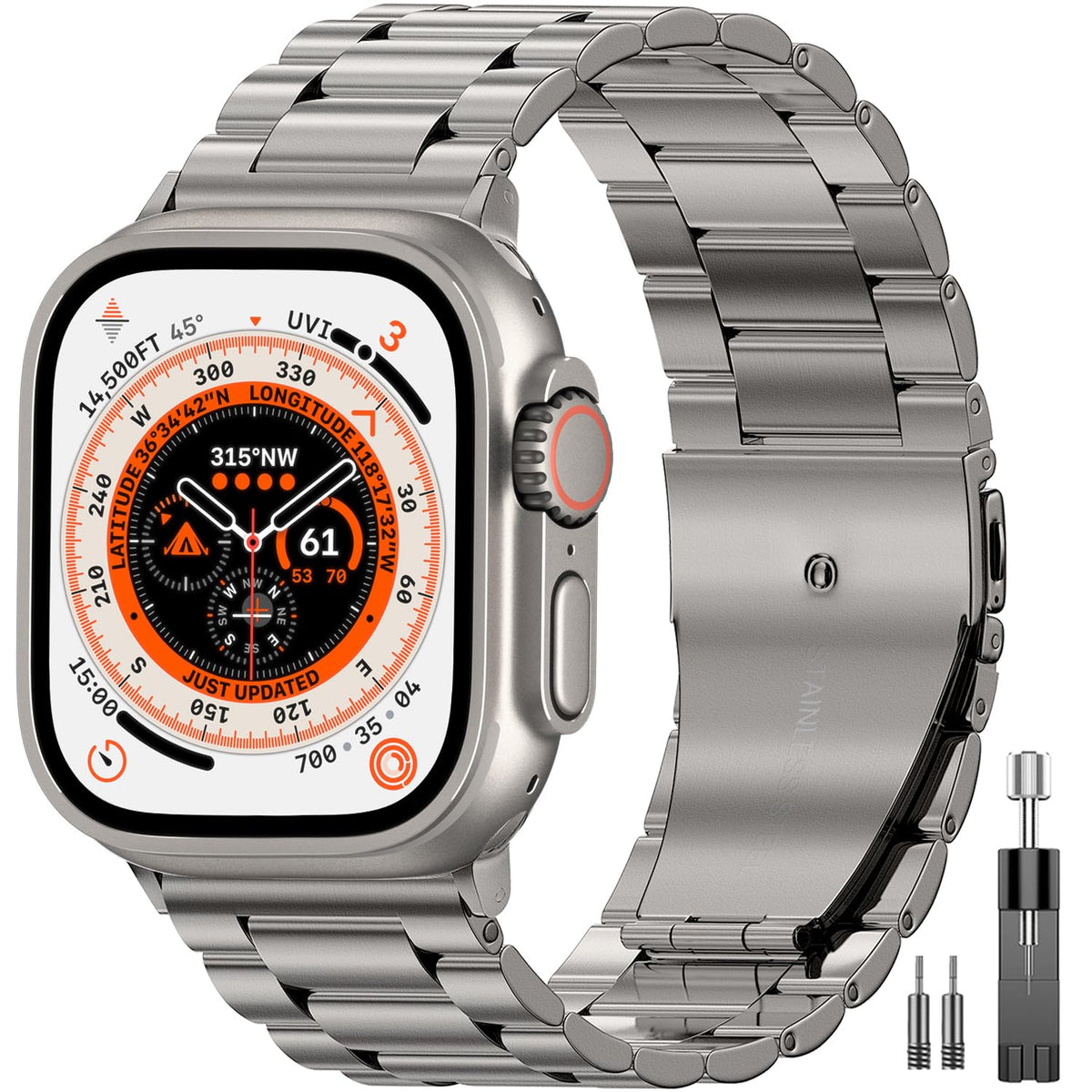 Epuly Metal Band Compatible With Apple Watch Bands For Men & Women 49Mm 46Mm 45Mm 44Mm 42Mm 41Mm 40Mm 38Mm, Business Stainless S