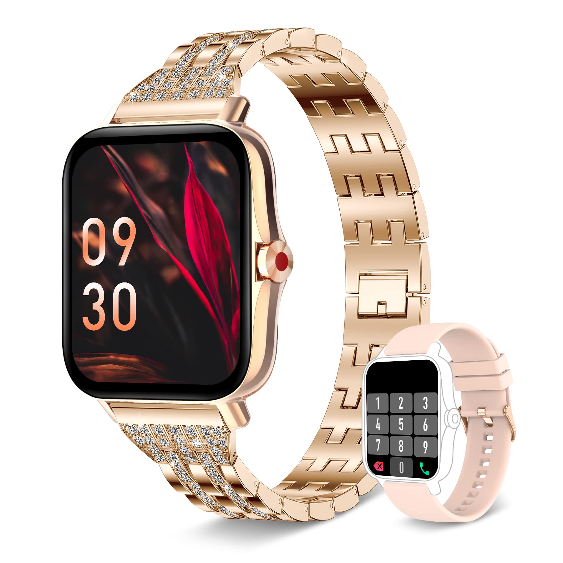 Iaret Smart Watch For Women, Call Receive/Dial Smartwatch For Android Ios Phones, Waterproof Activity Fitness Tracker With Full 