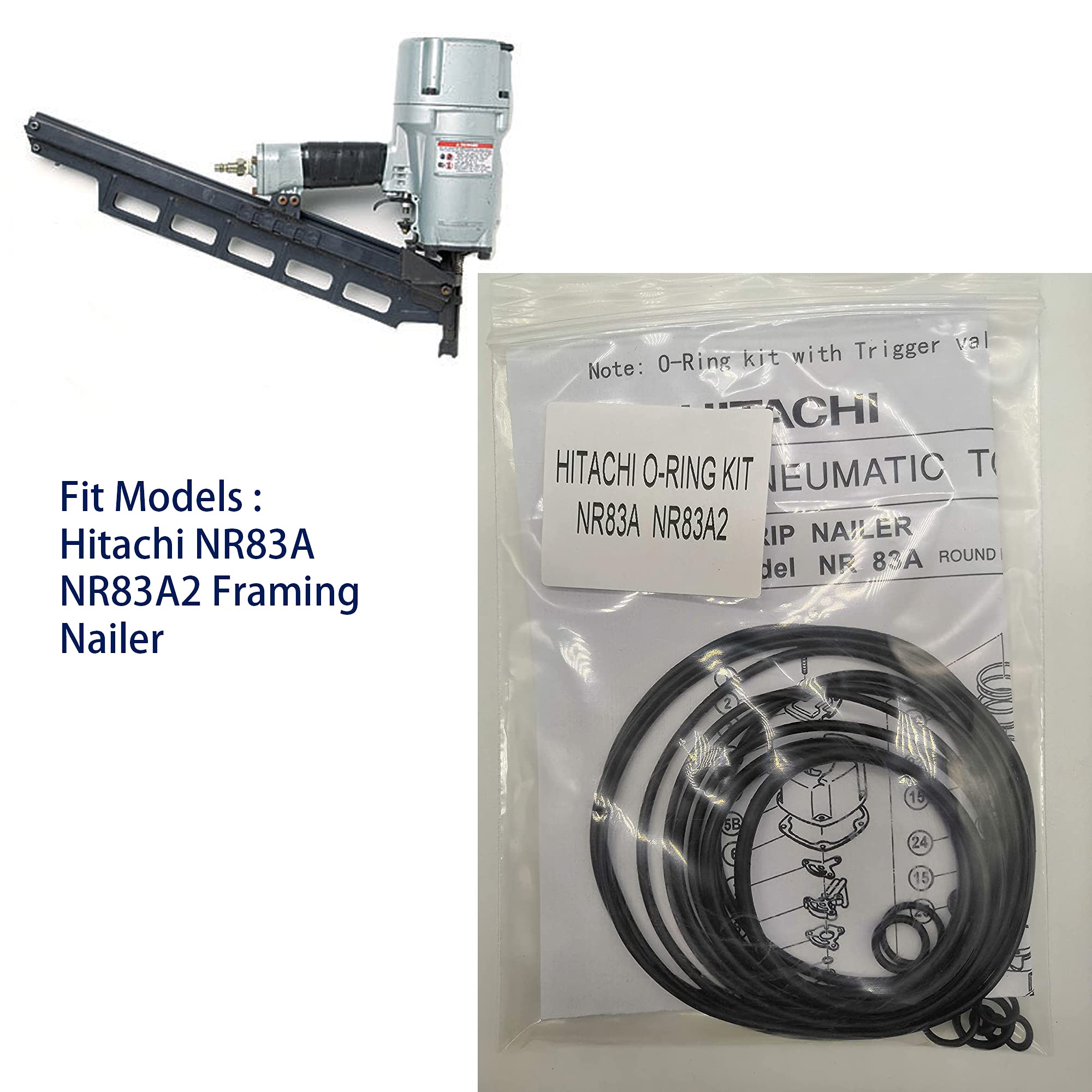 Nr83A Nr83A2 O Ring Kit For Hitachi Full Round Head Framing Nailer With Trigger O Ring
