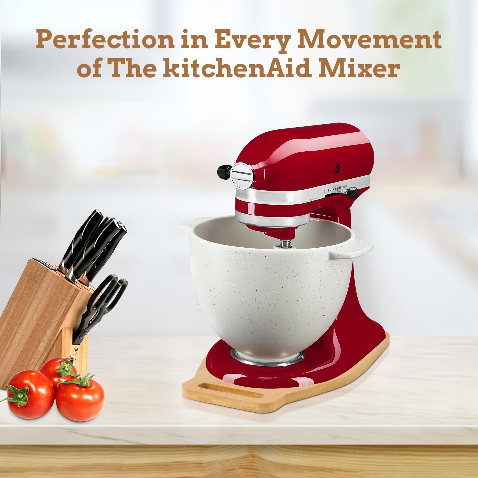 Bamboo Sliding Mat For Kitchenaid Mixer, Mixer Mover Slider Mat Pad Compatible With Kitchenaid 4.5 5 Qt Tilt Head Stand Mixer,Ki