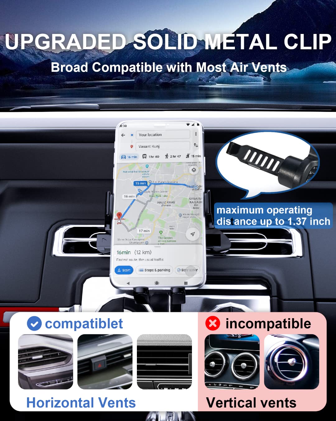 Banbotu Car Phone Holder Mount   Socket Grips Pop Cradles Friendly, Hands Free 360       Rotatable & Anti Shake Air Vent Mount,