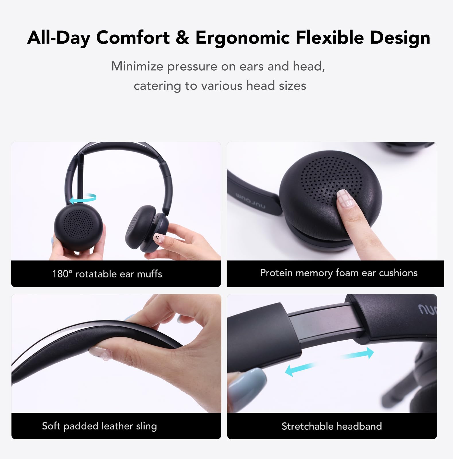 Nuroum Wireless Headset With Mic For Work, Bluetooth Headset With Noise Cancelling Microphone, Mute Button, Usb For Pc/Computer/