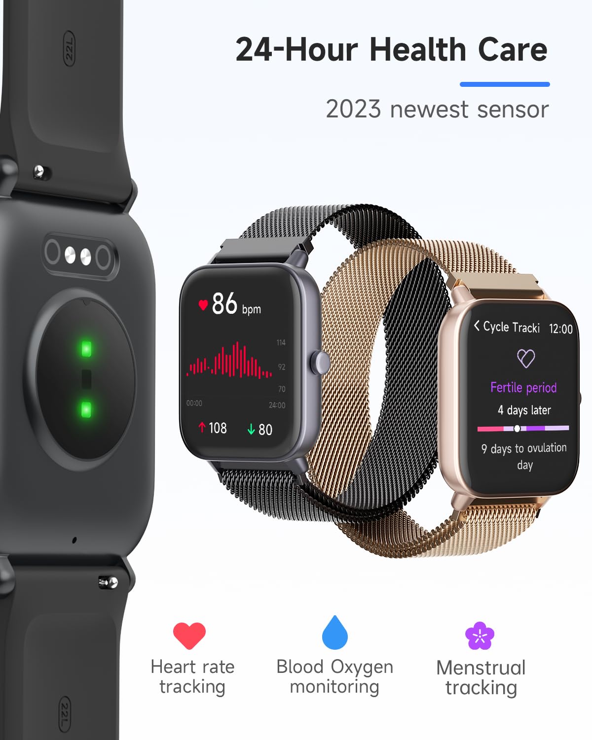 Toobur Smart Watch For Women Men Alexa Built-In, 1.8'' Compatible Android Ios, Answer&Make Call/Heart Rate/Step Counter/Sleep Tr