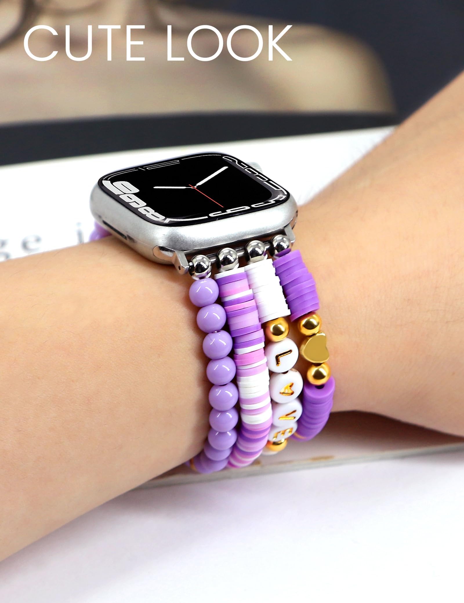Jr.Dm Beaded Bracelet Compatible With Apple Watch 40Mm 38Mm 41Mm 42Mm For Women, Preppy Stack Cute Dressy Butterfly Handmade Str