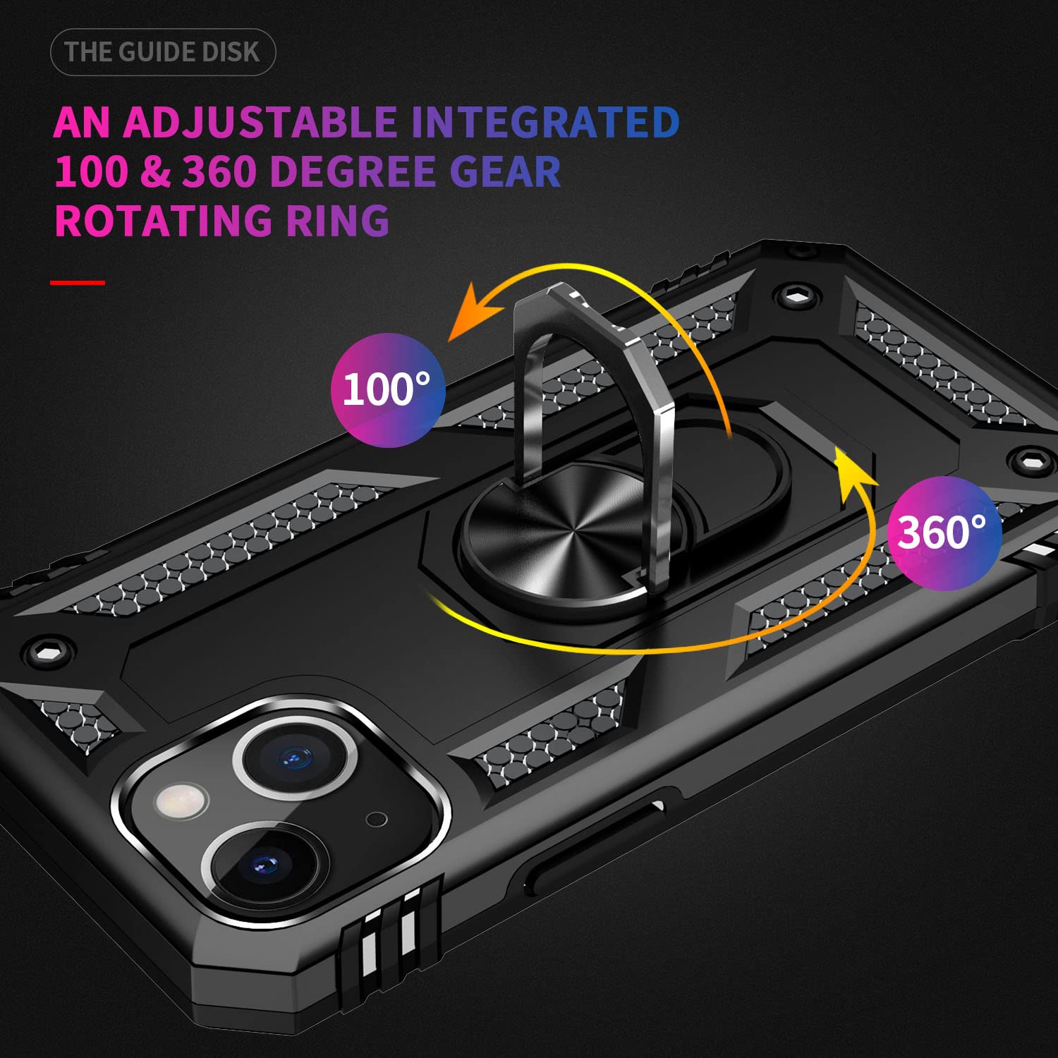 Addit Case For Iphone 14 Phone Case Iphone 14 Case, With Ring Holder Stand, Support Magnet Car Mount, Military Grade, Heavy Duty