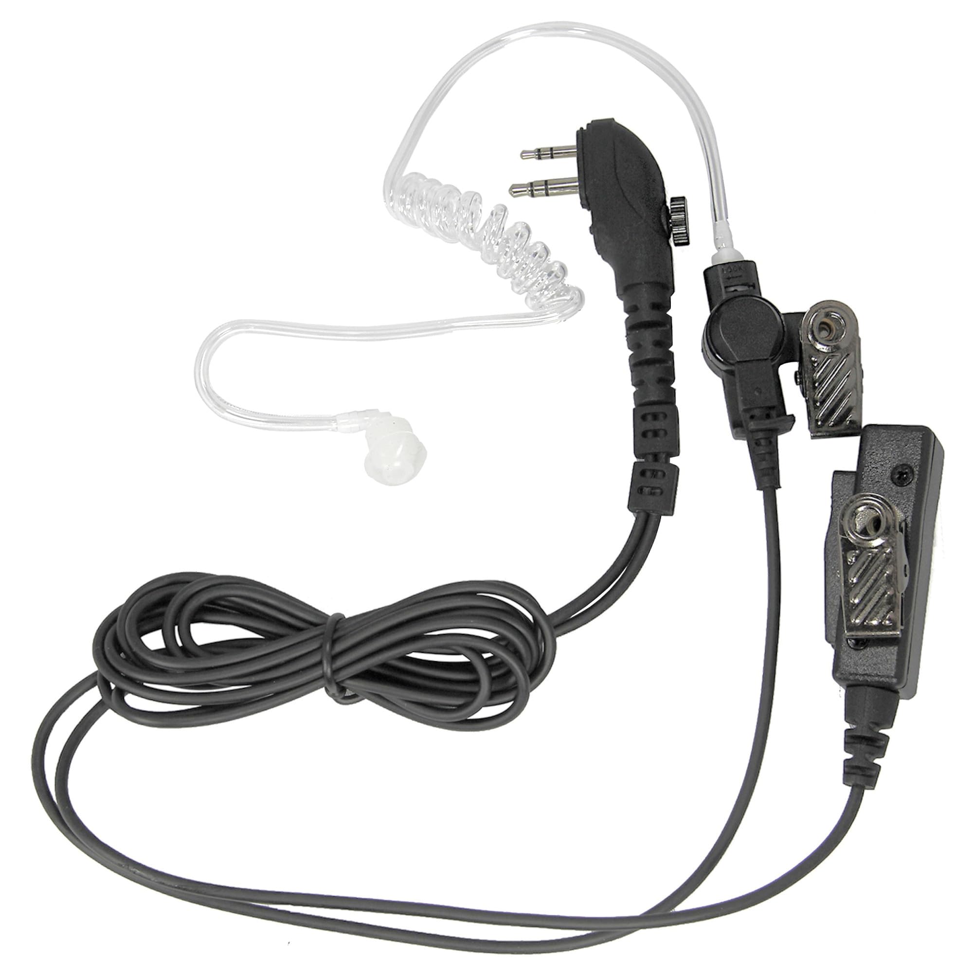 Maximalpower Clear Coil Tube Earbud Headset Ptt Mic W/Kevlar Hytera 2 Pin Plug With Screw