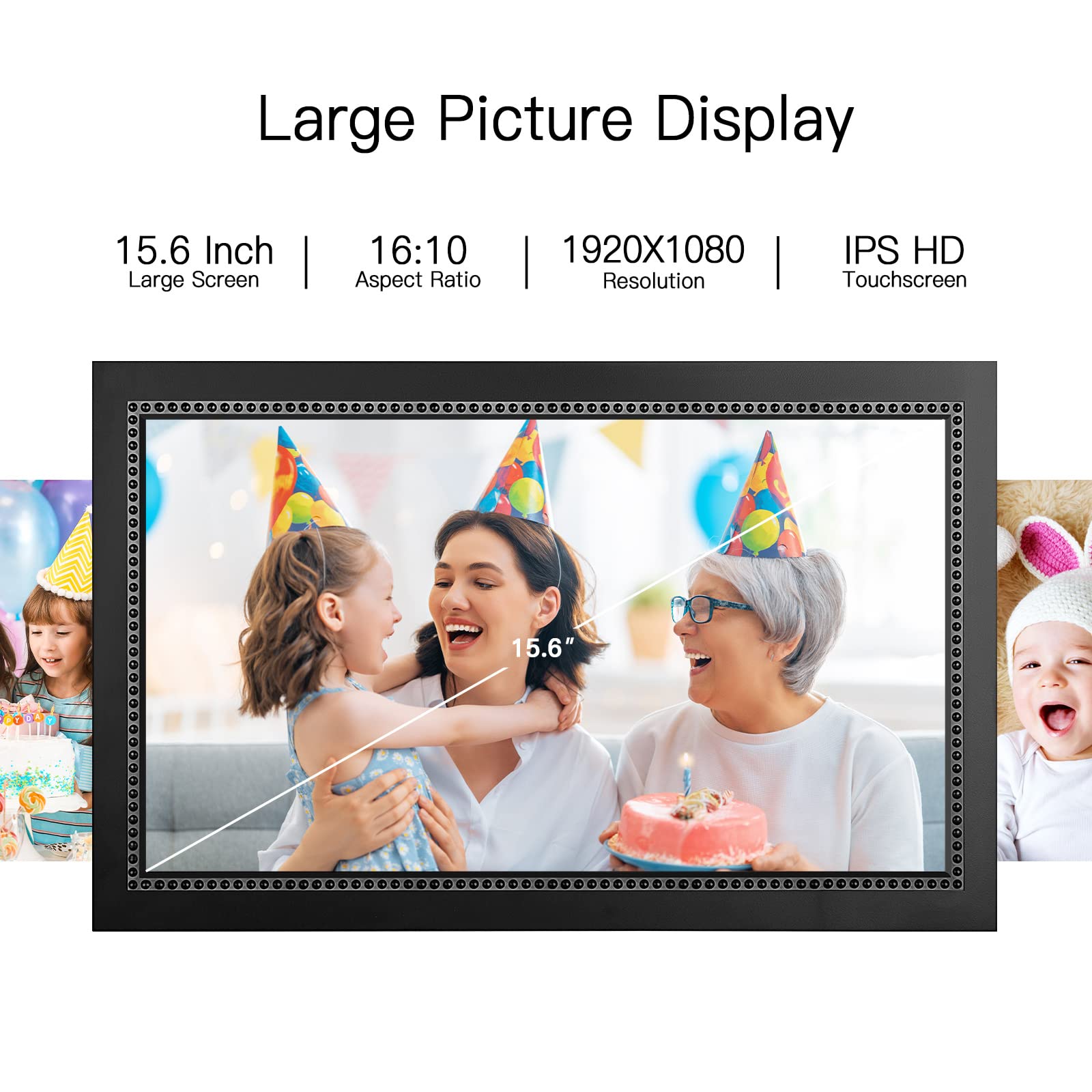 Digital Picture Frame 15.6 Inch Large Digital Photo Frame With 1920 * 1080 Ips Full Hd Touchscreen, Humblestead 64Gb Wifi Smart