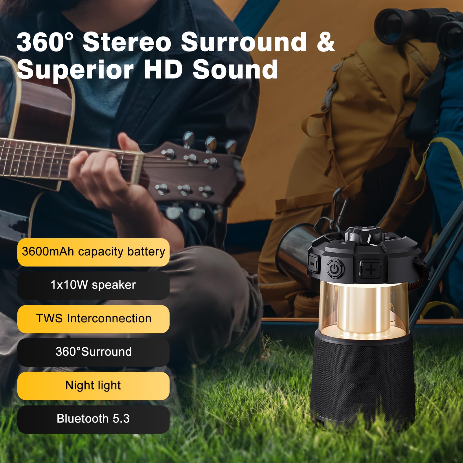 Trunyee Ipx5 Waterproof Outdoor Speakers, 360 Surround Stero Portable Wireless Speakers With [Bt5.3 Tws Connection] For Camping,