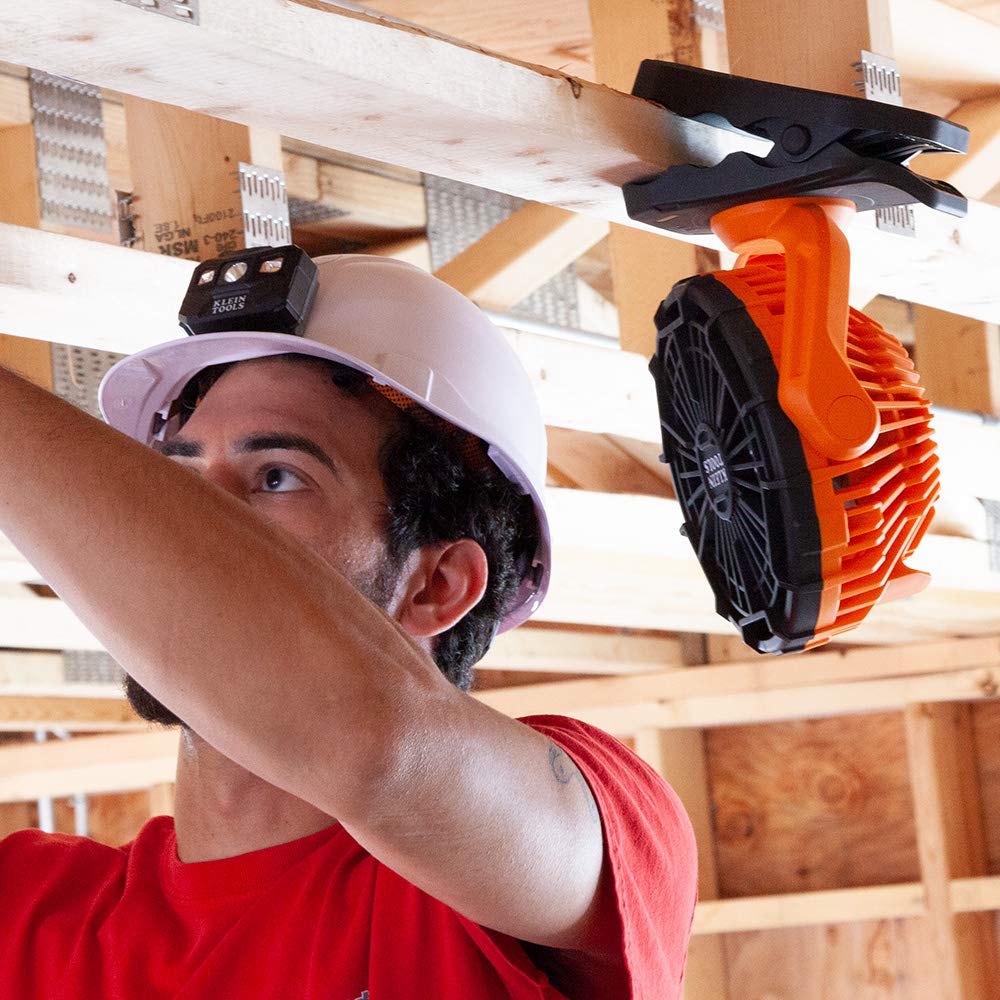 Klein Tools Pjsfm1 Cordless Rechargeable Fan With Usb C Charging Cord And Multiple Mounting Options Perfect For The Jobsite